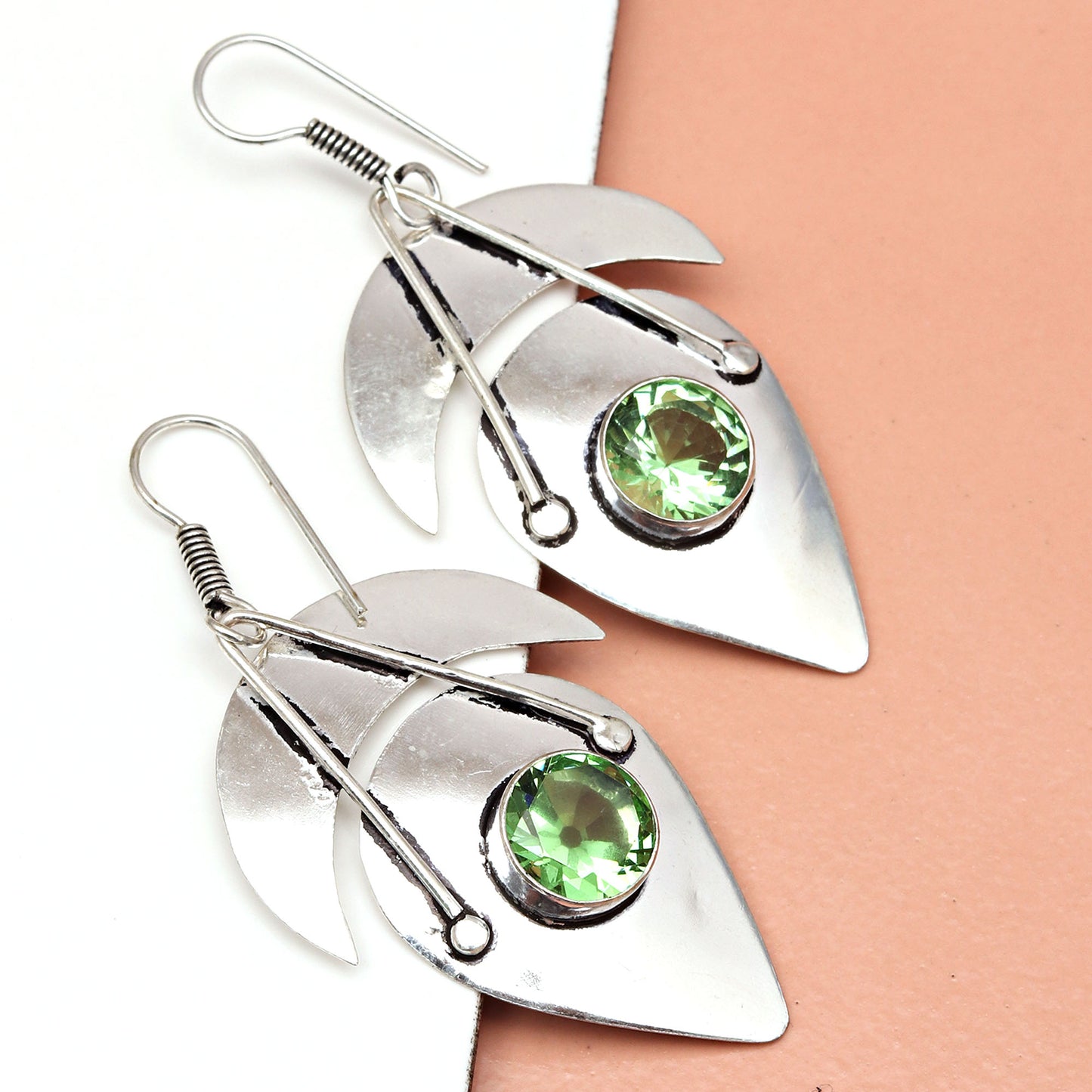 Peridot Earrings In 925 Sterling Silver