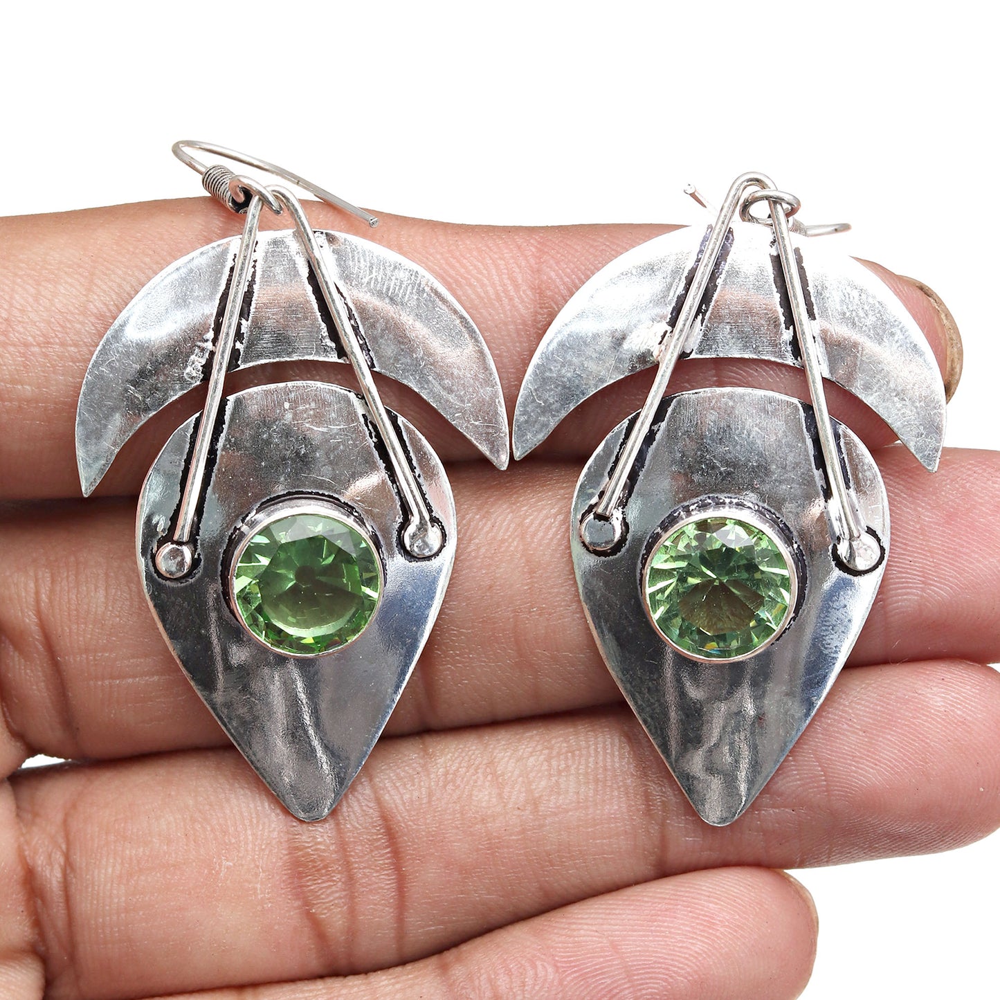 Peridot Earrings In 925 Sterling Silver