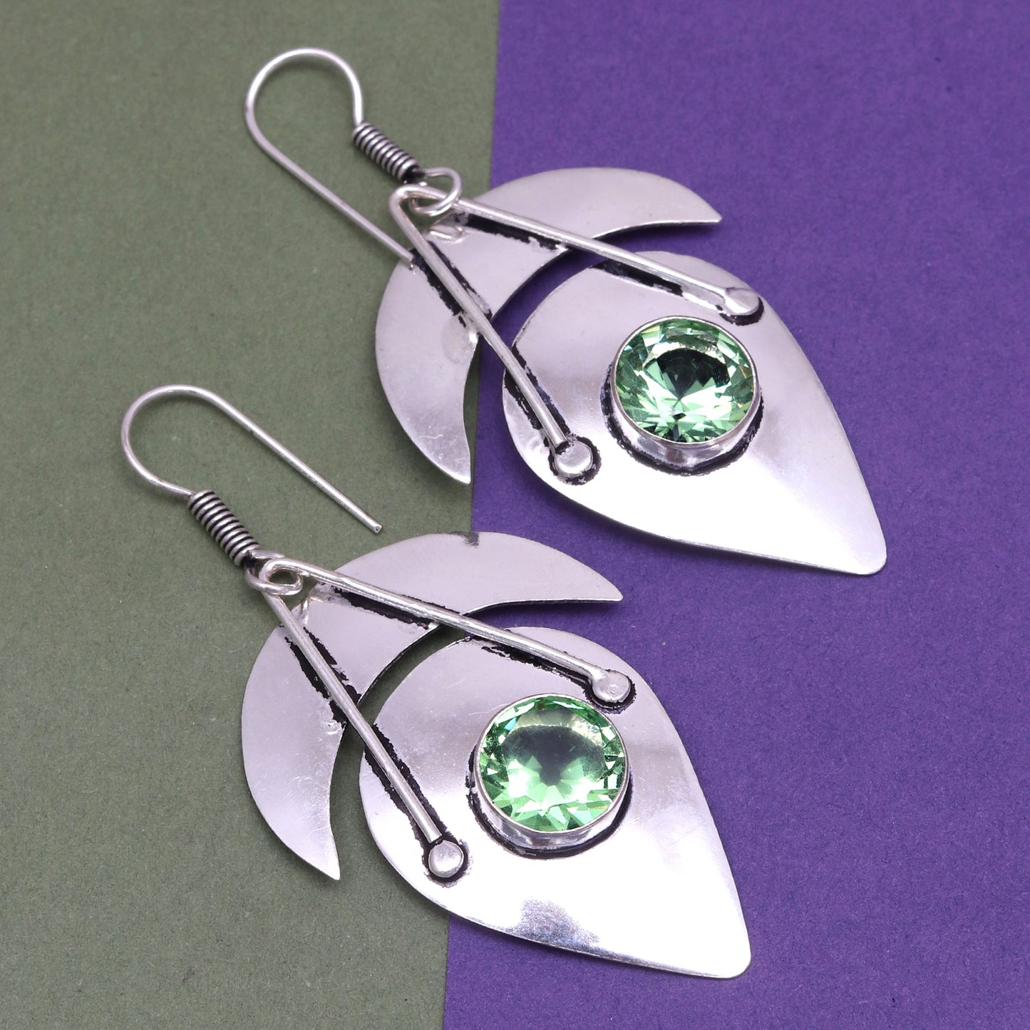 Peridot Earrings In 925 Sterling Silver