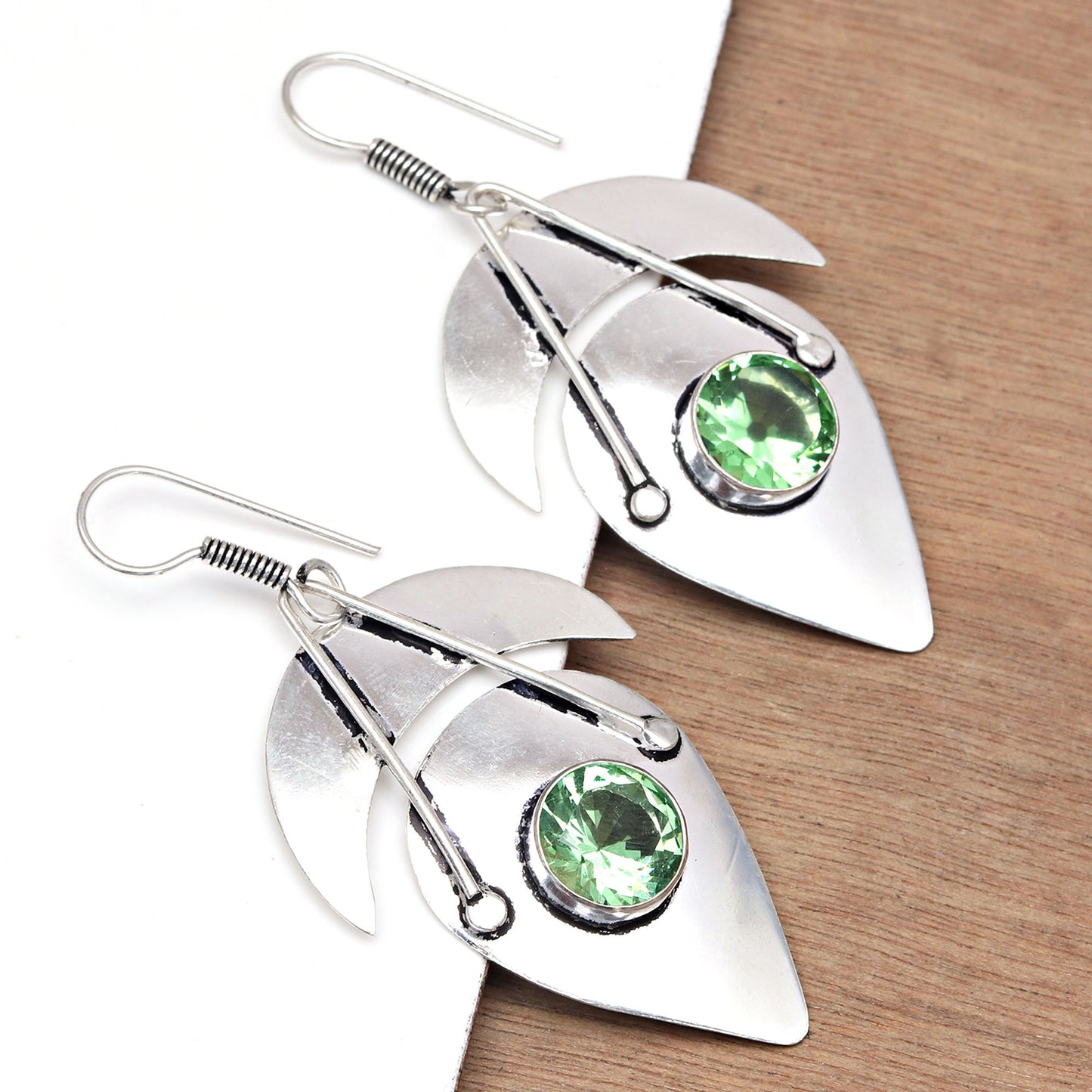 Peridot Earrings In 925 Sterling Silver