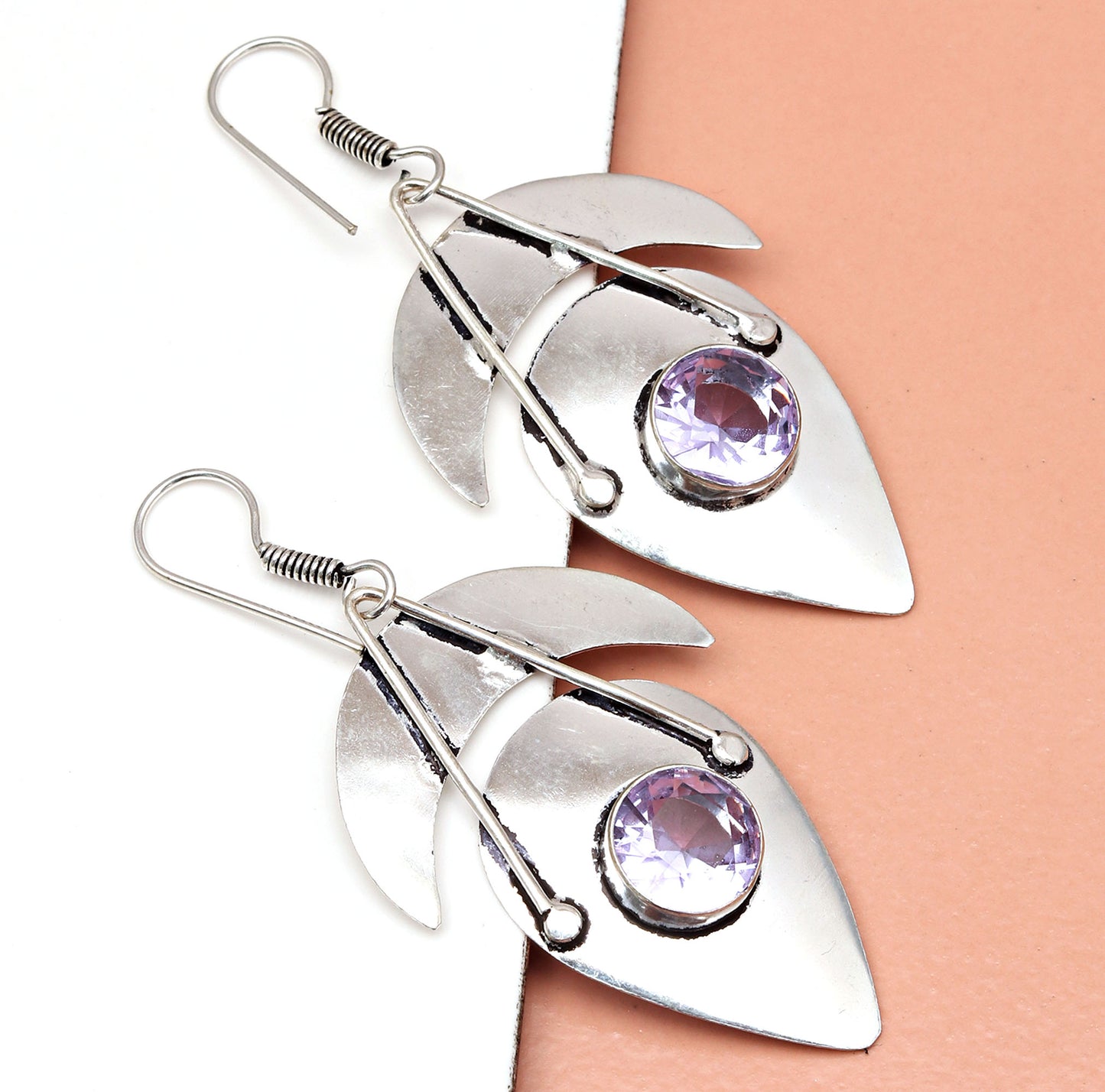 Amethyst Earrings In 925 Sterling Silver