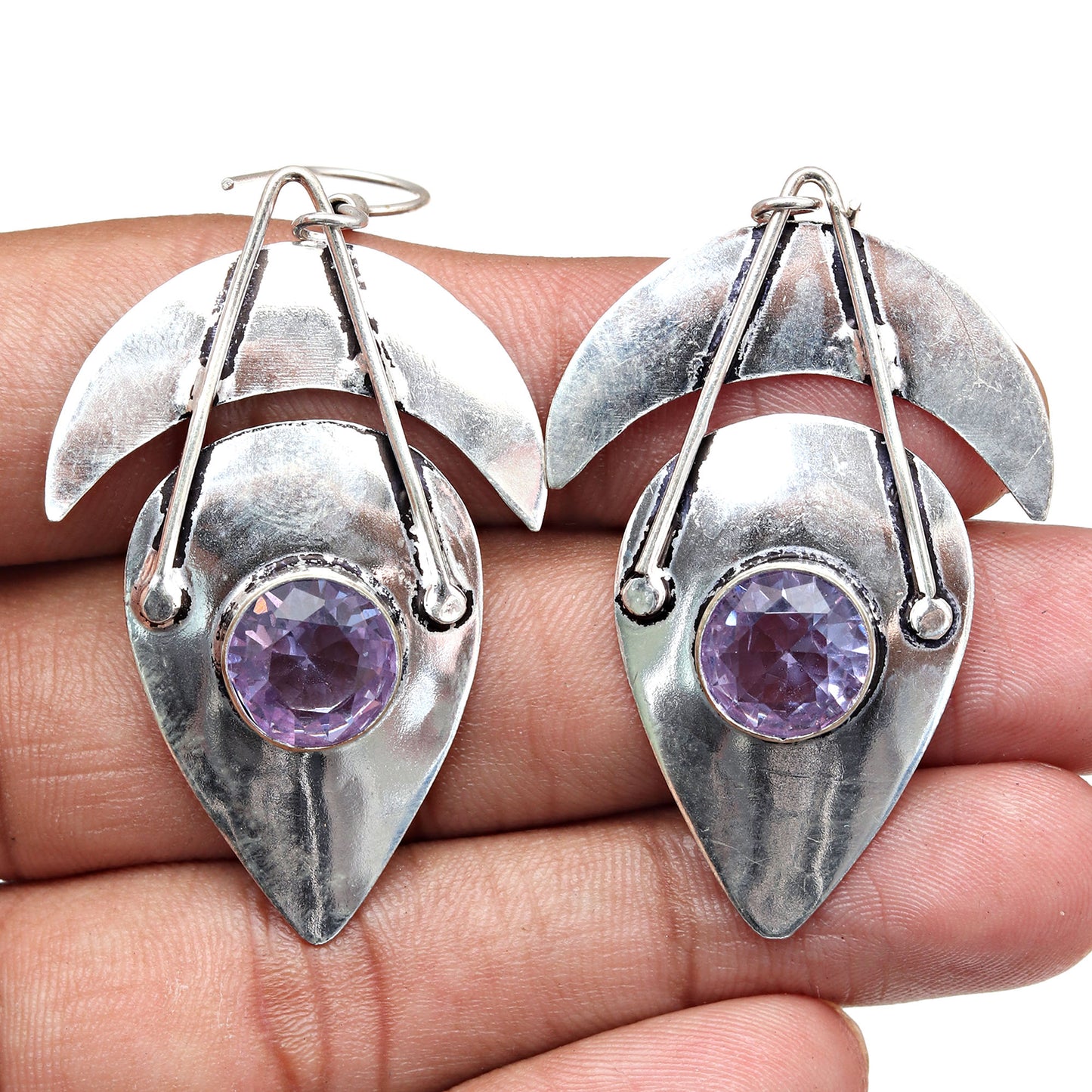 Amethyst Earrings In 925 Sterling Silver