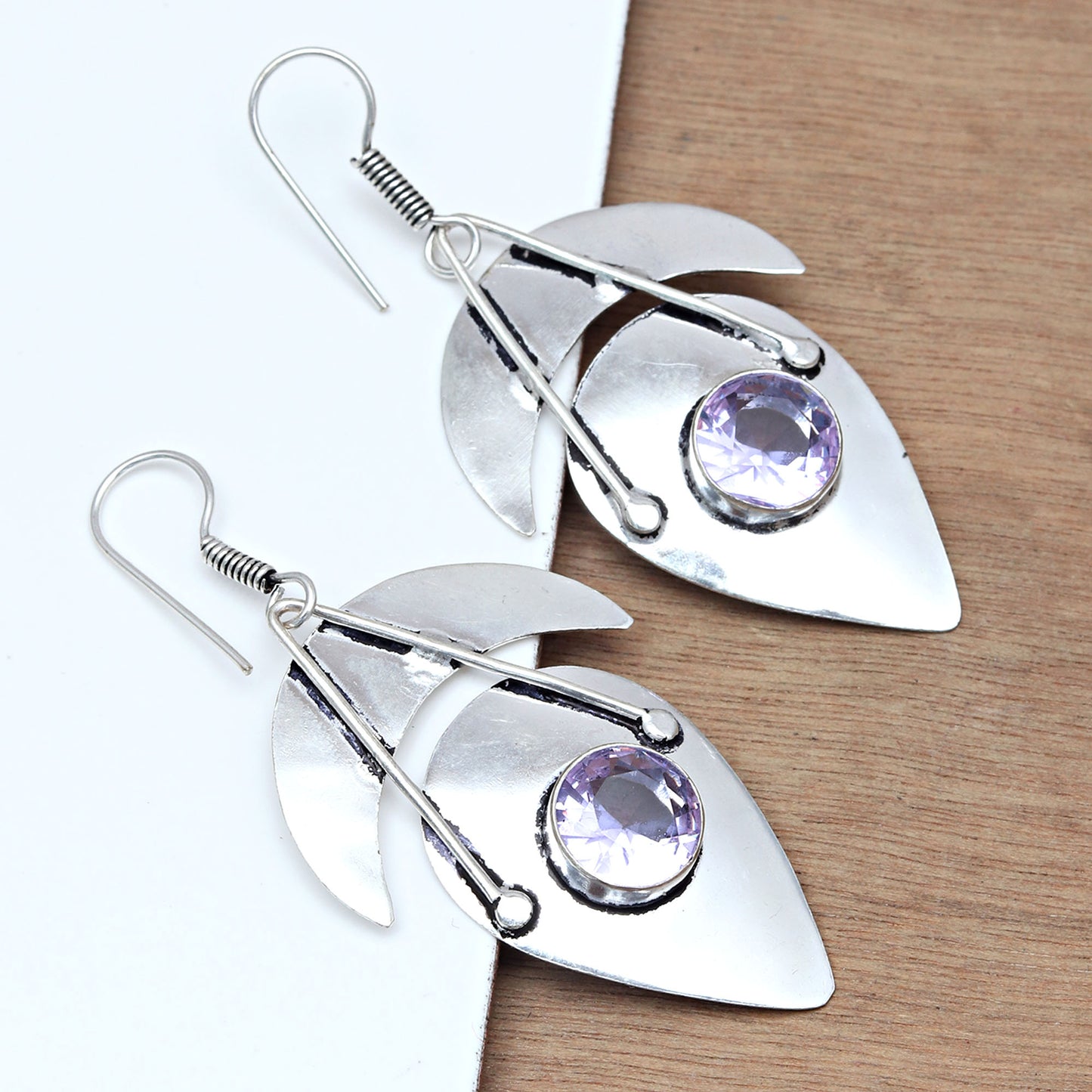 Amethyst Earrings In 925 Sterling Silver