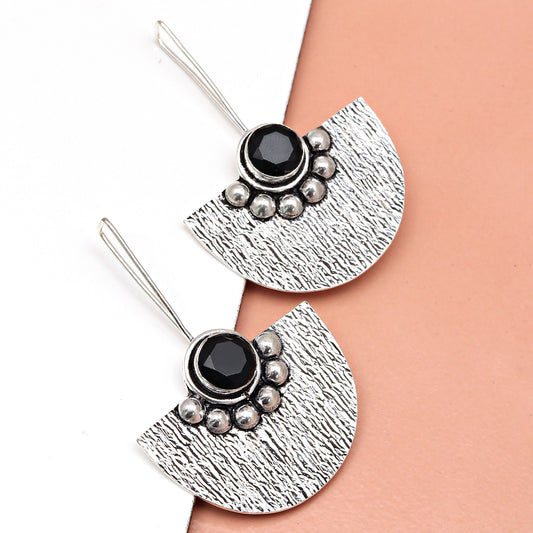 Black Spinel Earrings In 925 Sterling Silver