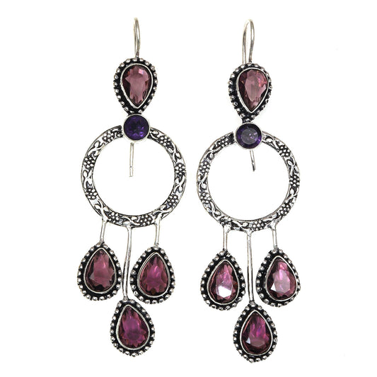 Rodolite quartz Earrings In 925 Sterling Silver