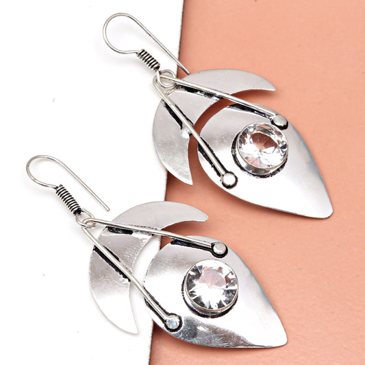 White Topaz Earrings In 925 Sterling Silver Earrings Gemstones