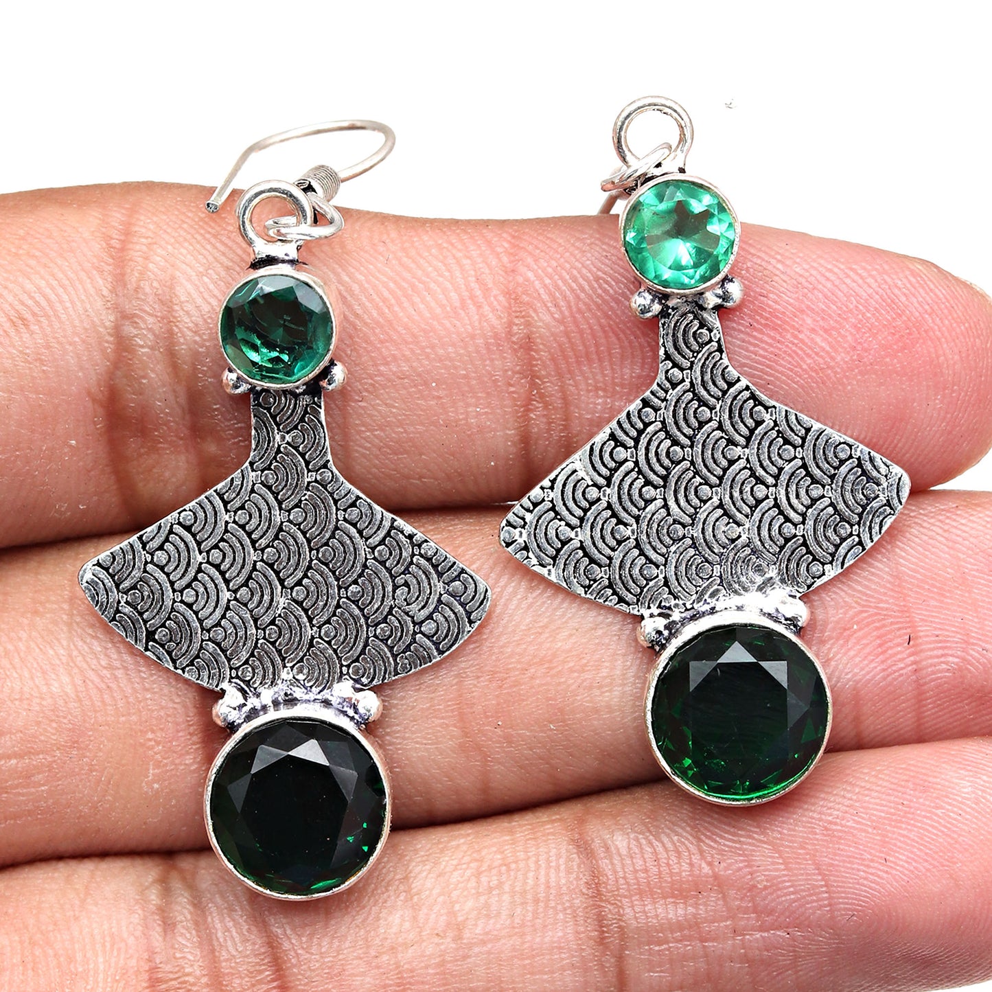 Emerald quartz Earrings In 925 Sterling Silver Earrings Gemstones