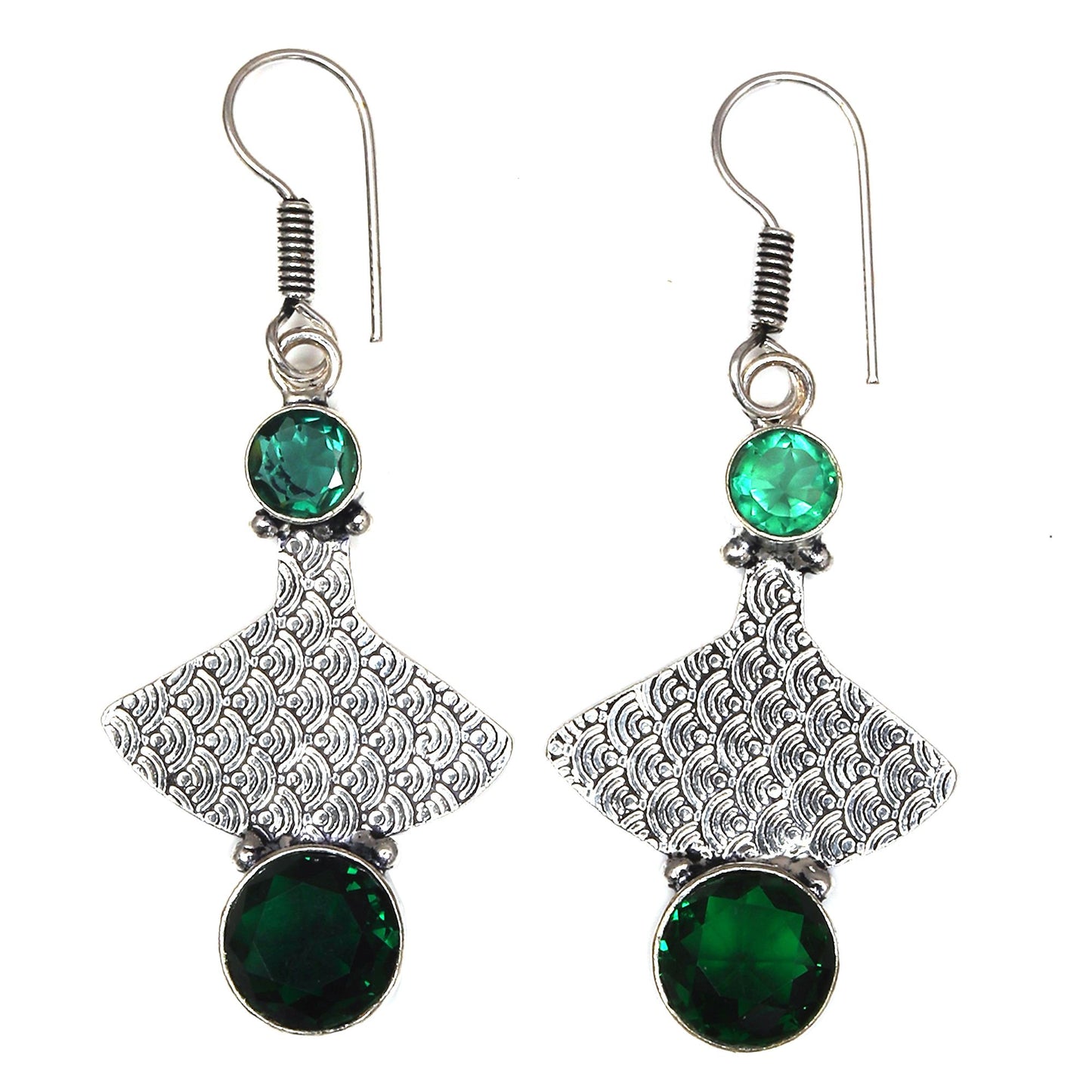 Emerald quartz Earrings In 925 Sterling Silver Earrings Gemstones