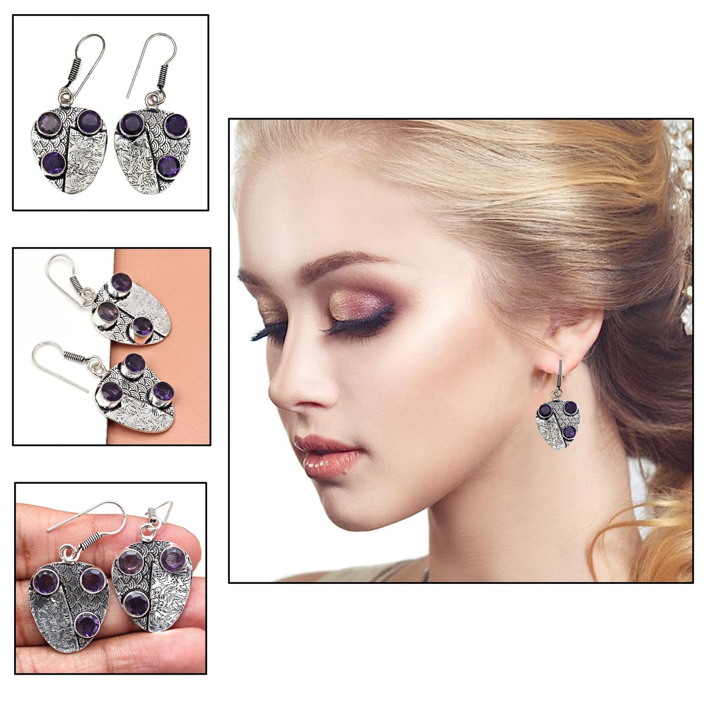 Amethyst Earrings In 925 Sterling Silver Earrings Gemstones