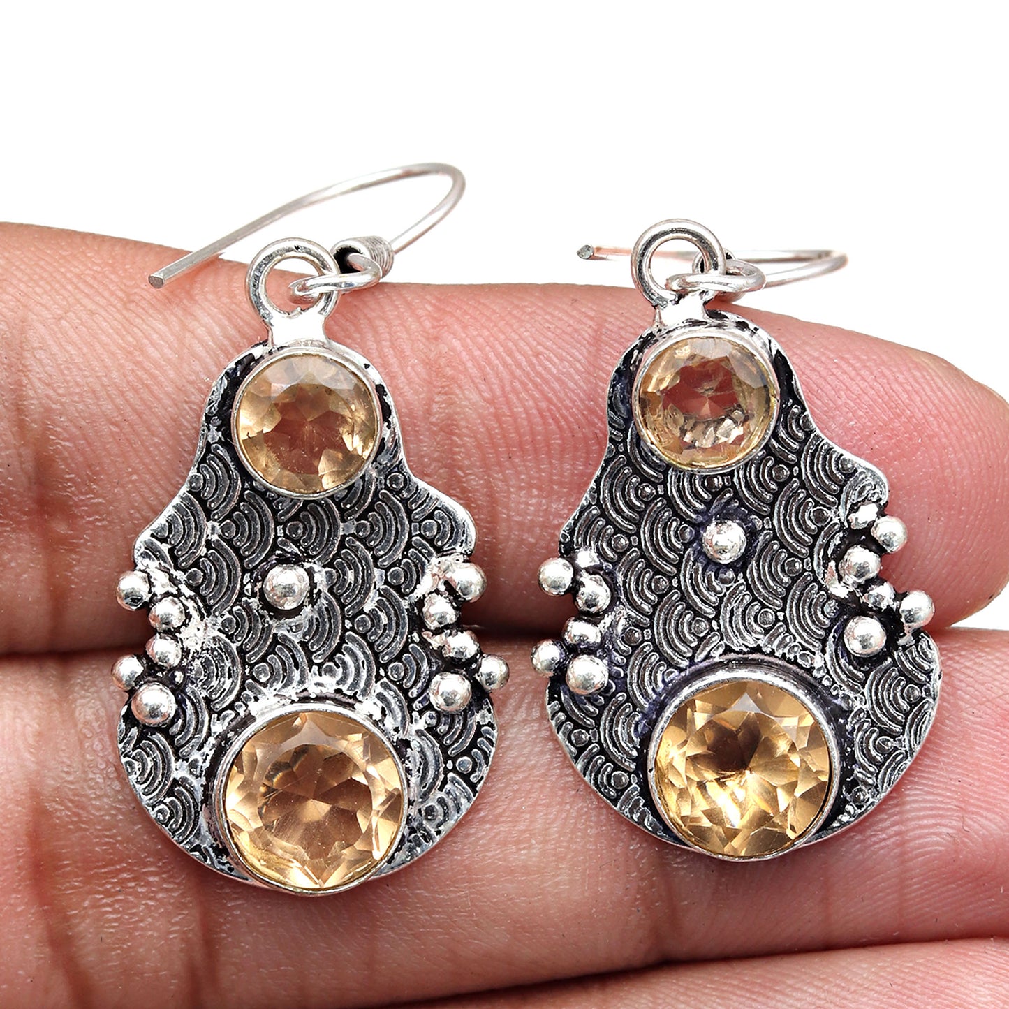 Natural Citrine Earrings In 925 Sterling Silver Earrings