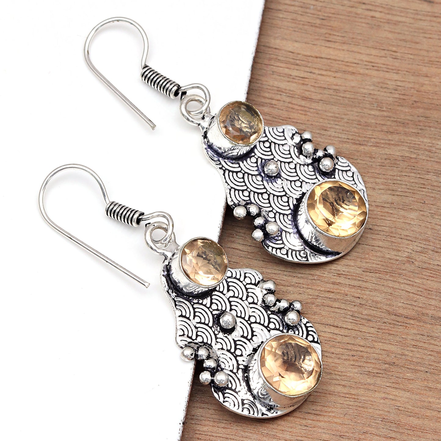 Natural Citrine Earrings In 925 Sterling Silver Earrings