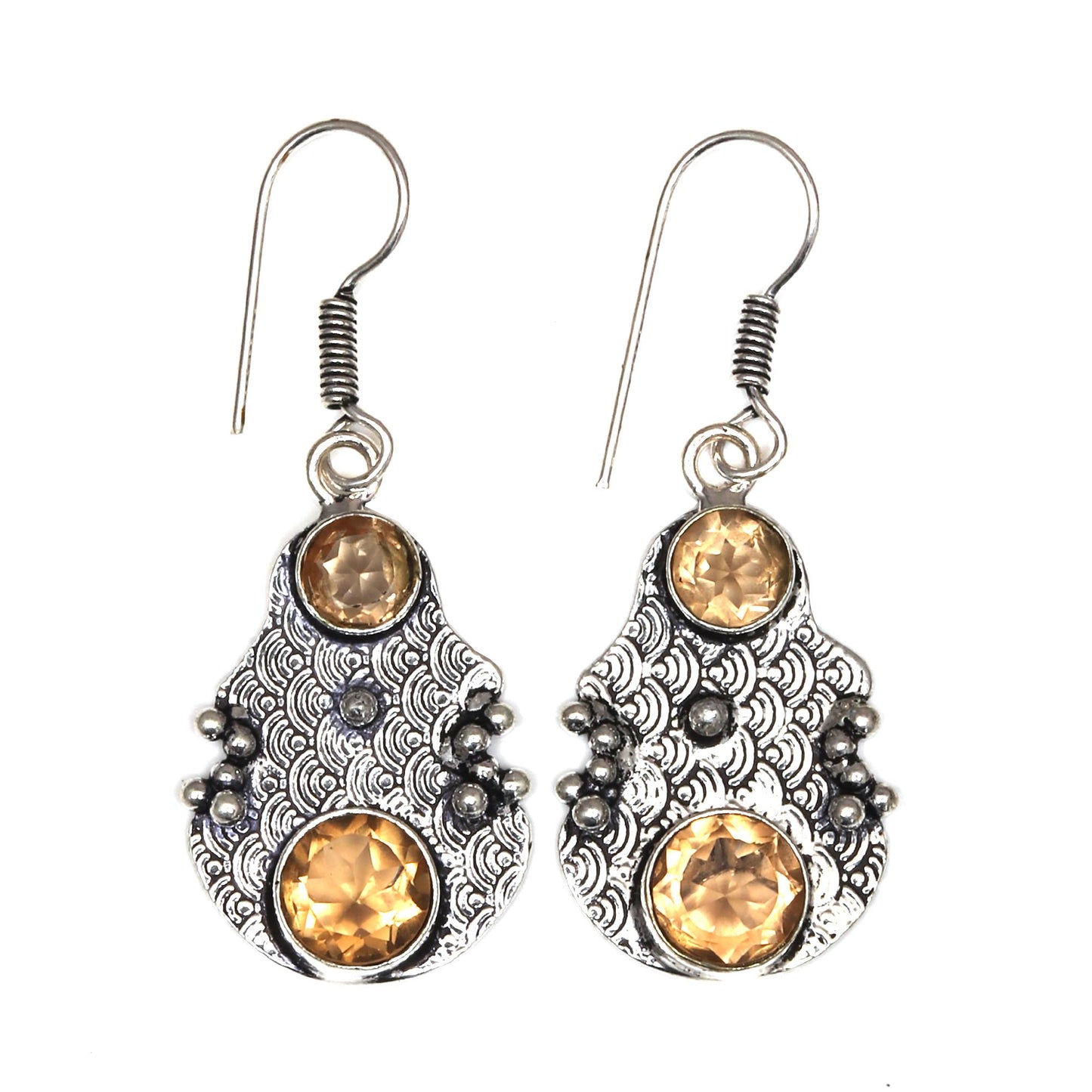 Natural Citrine Earrings In 925 Sterling Silver Earrings