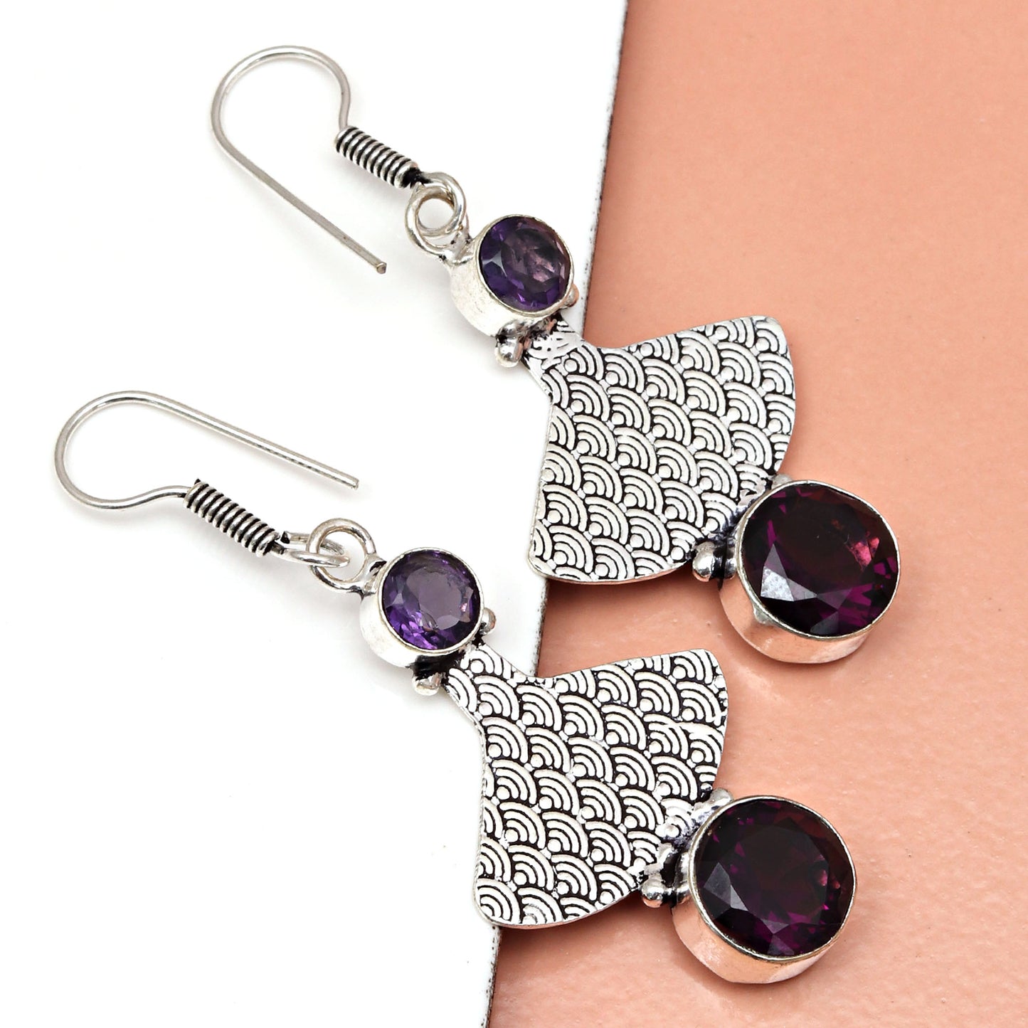 Natural Amethyst Earring In 925 Sterling Silver Gemstone