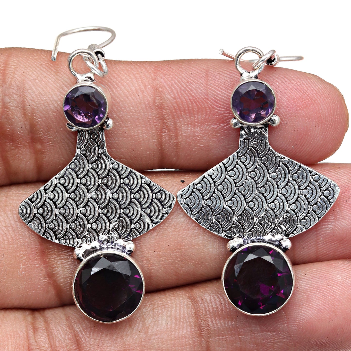 Natural Amethyst Earring In 925 Sterling Silver Gemstone