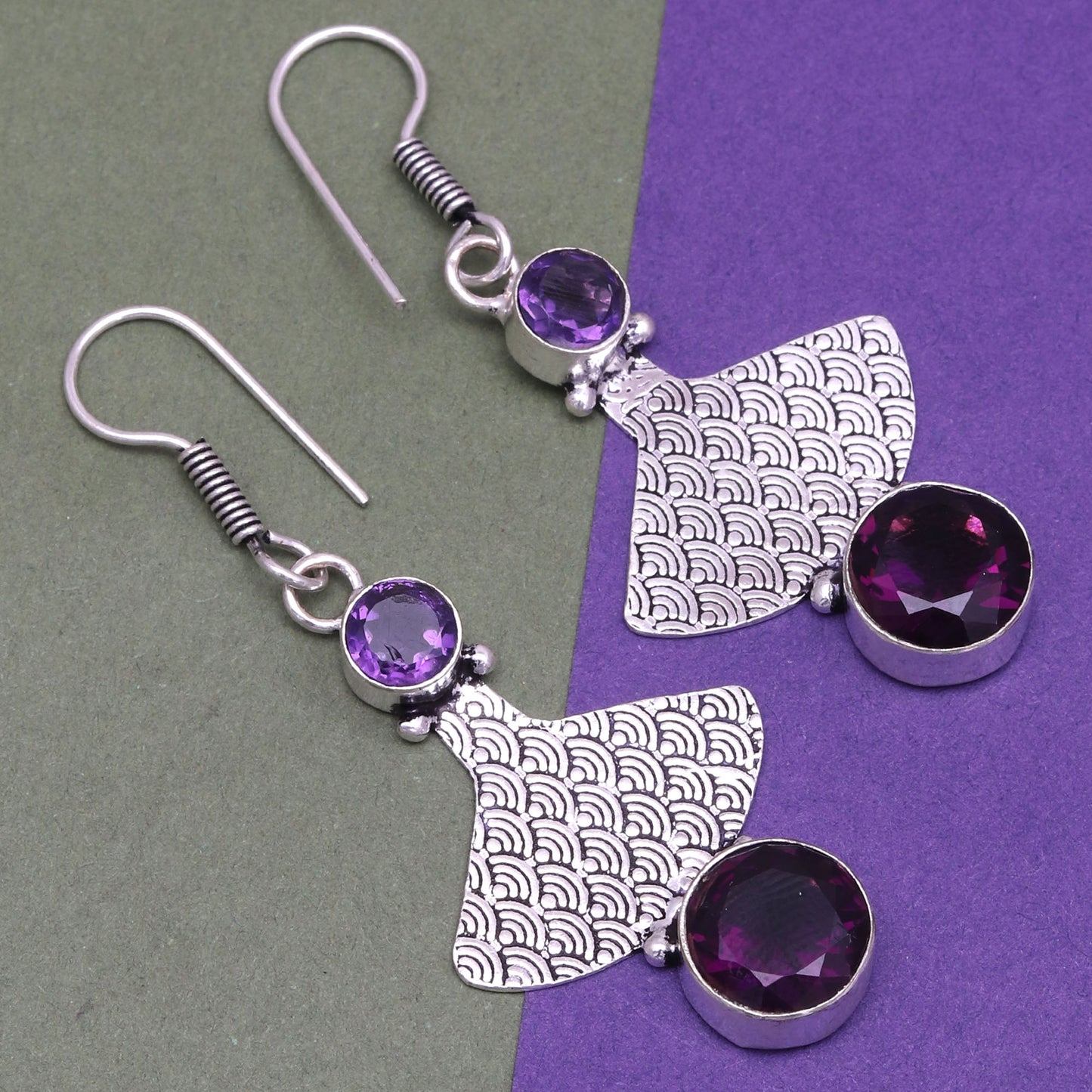 Natural Amethyst Earring In 925 Sterling Silver Gemstone