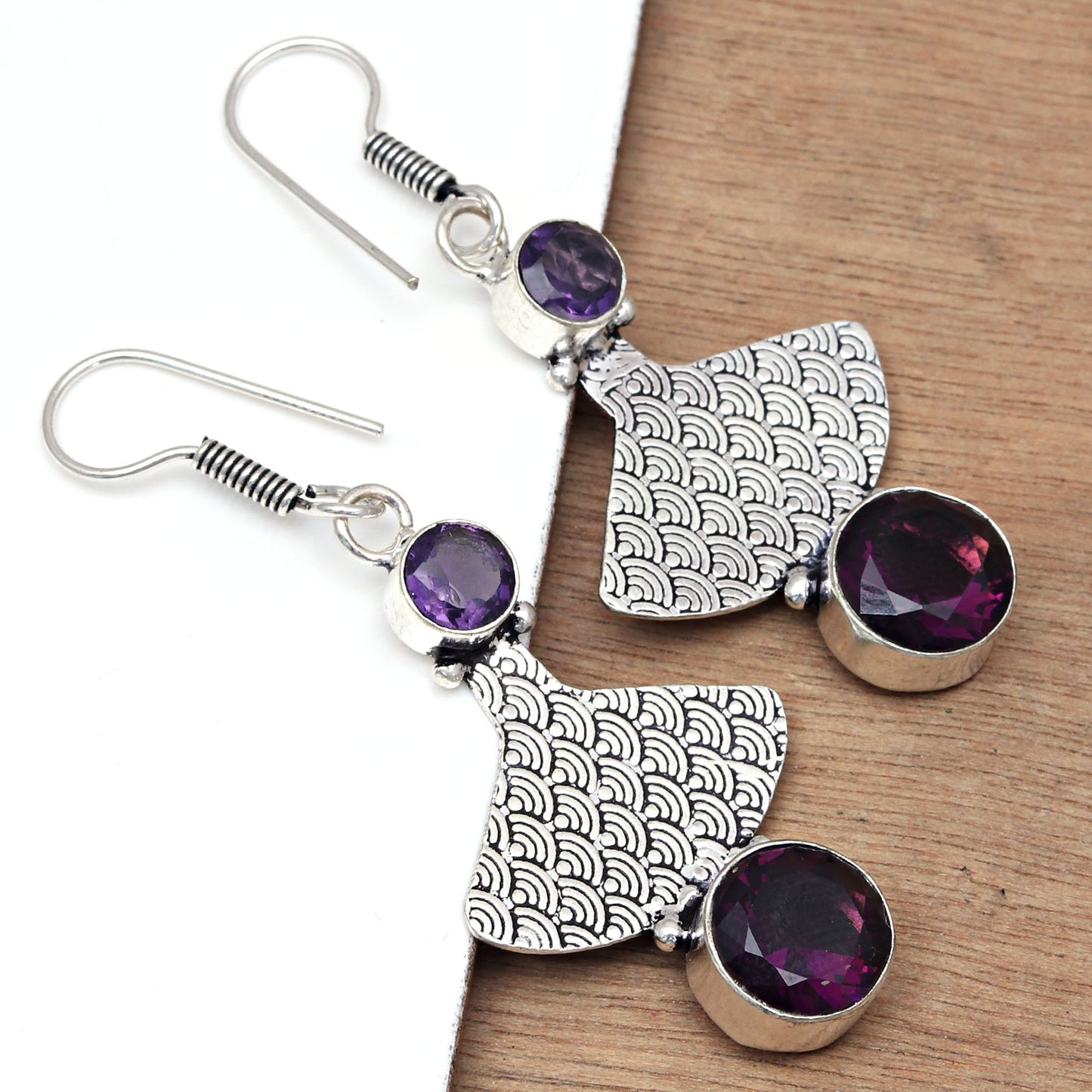 Natural Amethyst Earring In 925 Sterling Silver Gemstone