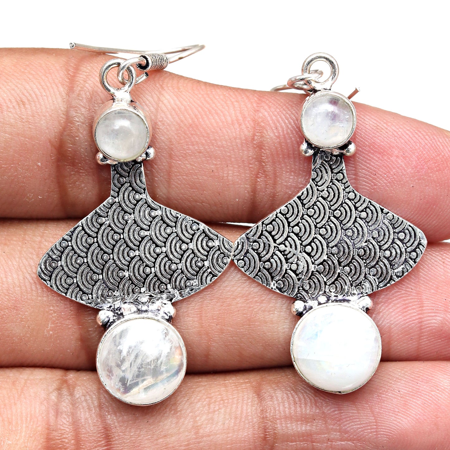 Natural Moonstone Earring In 925 Sterling Silver