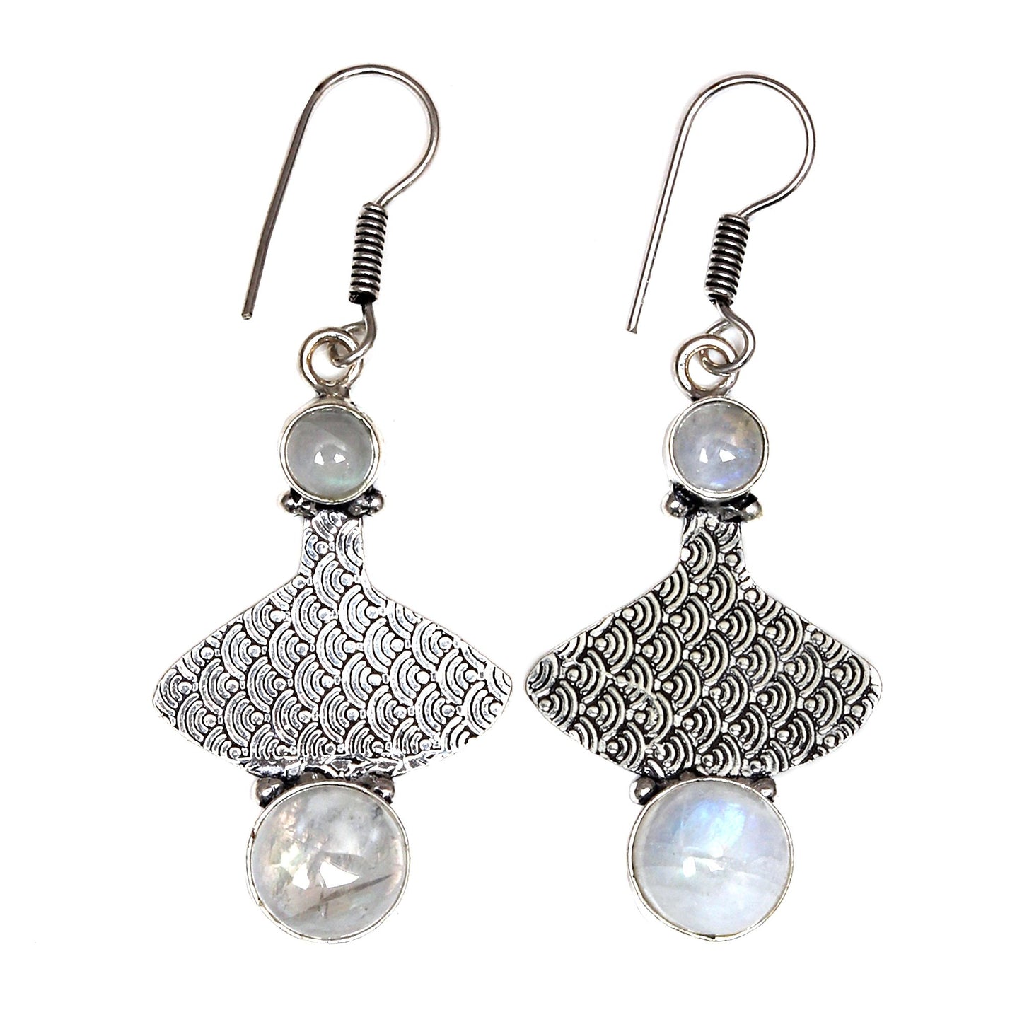 Natural Moonstone Earring In 925 Sterling Silver