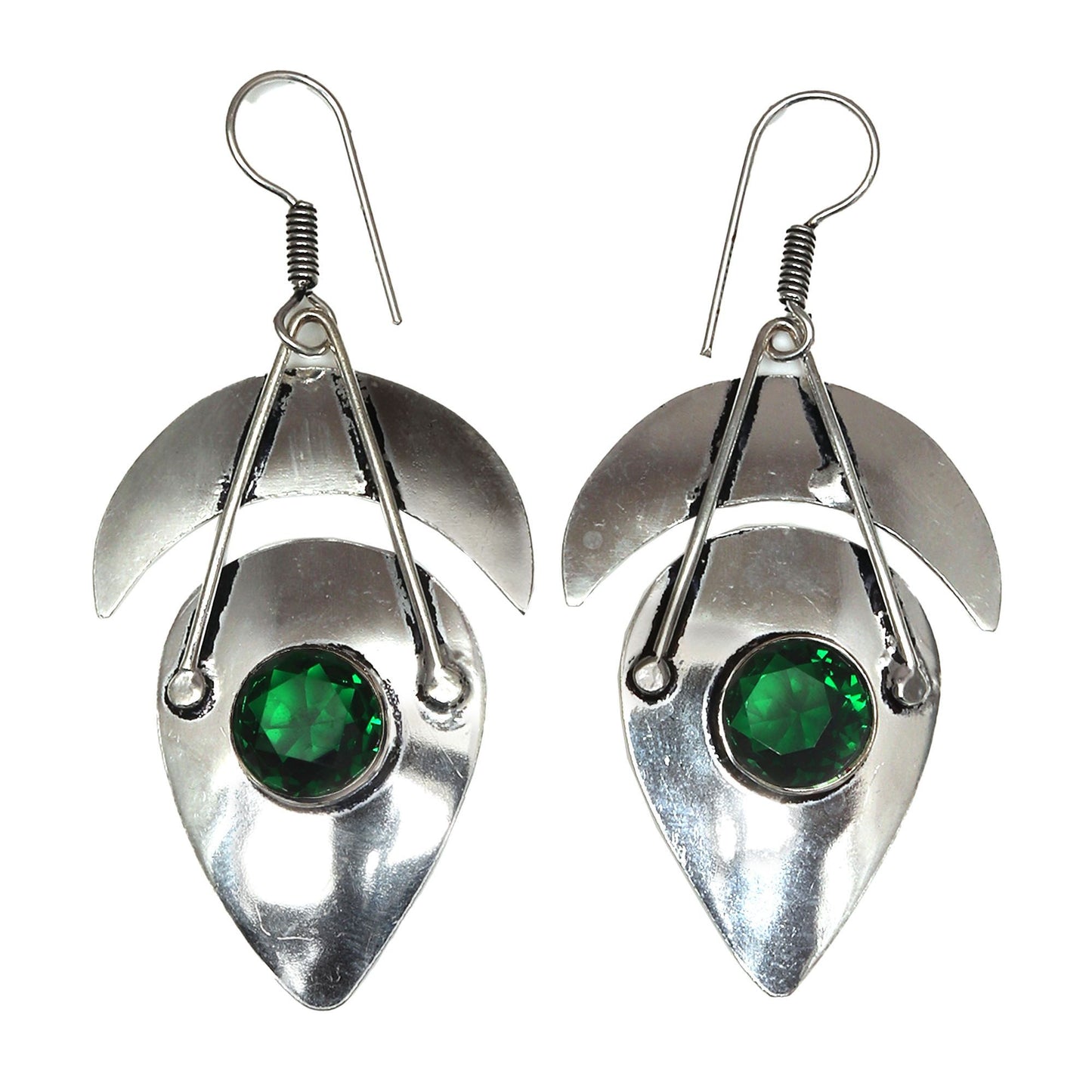 Emerald Earrings In Sterling Silver