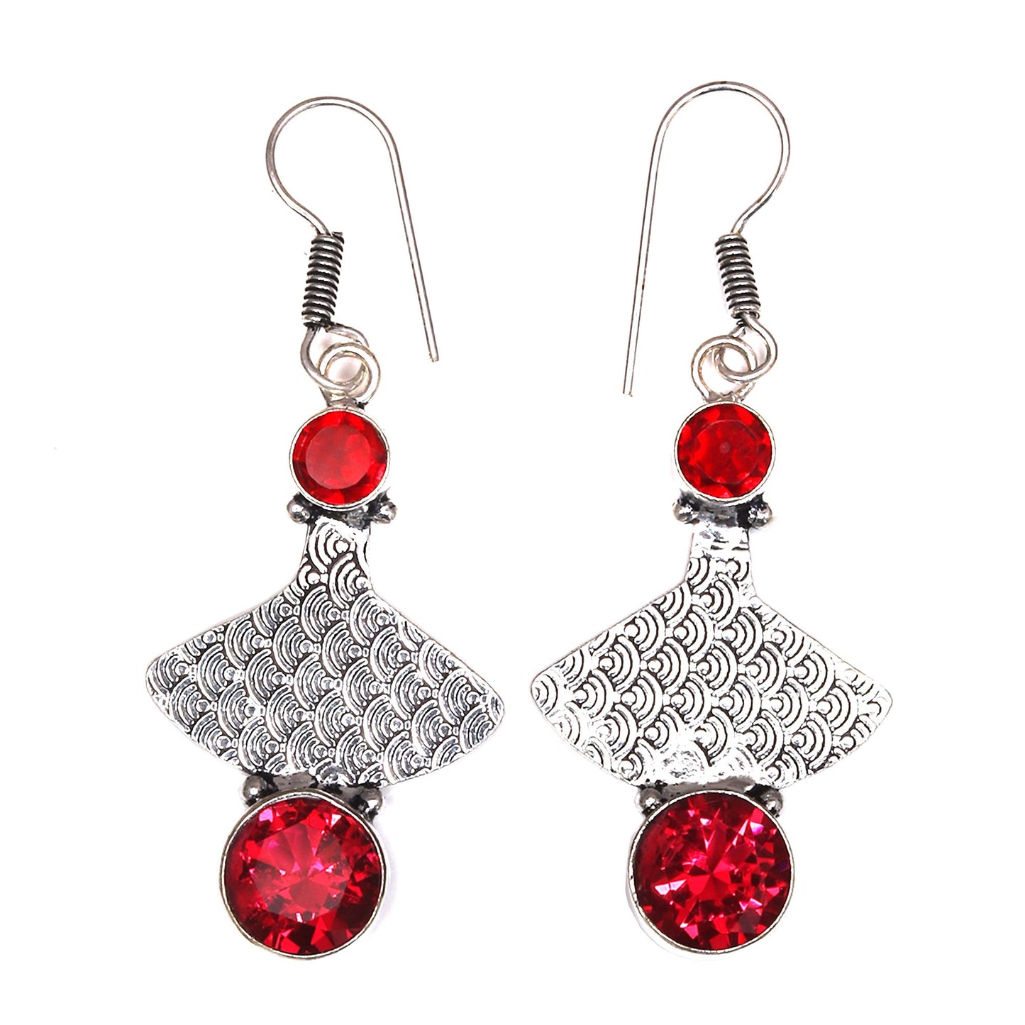 Natural Garnet Earring In 925 Sterling Silver