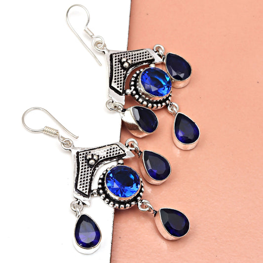 Natural Tanzanite Earring In Sterling Silver