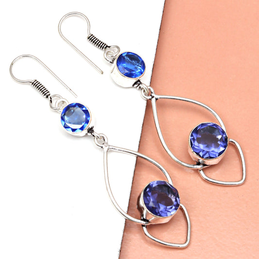 Natural Tanzanite Earring In Silver