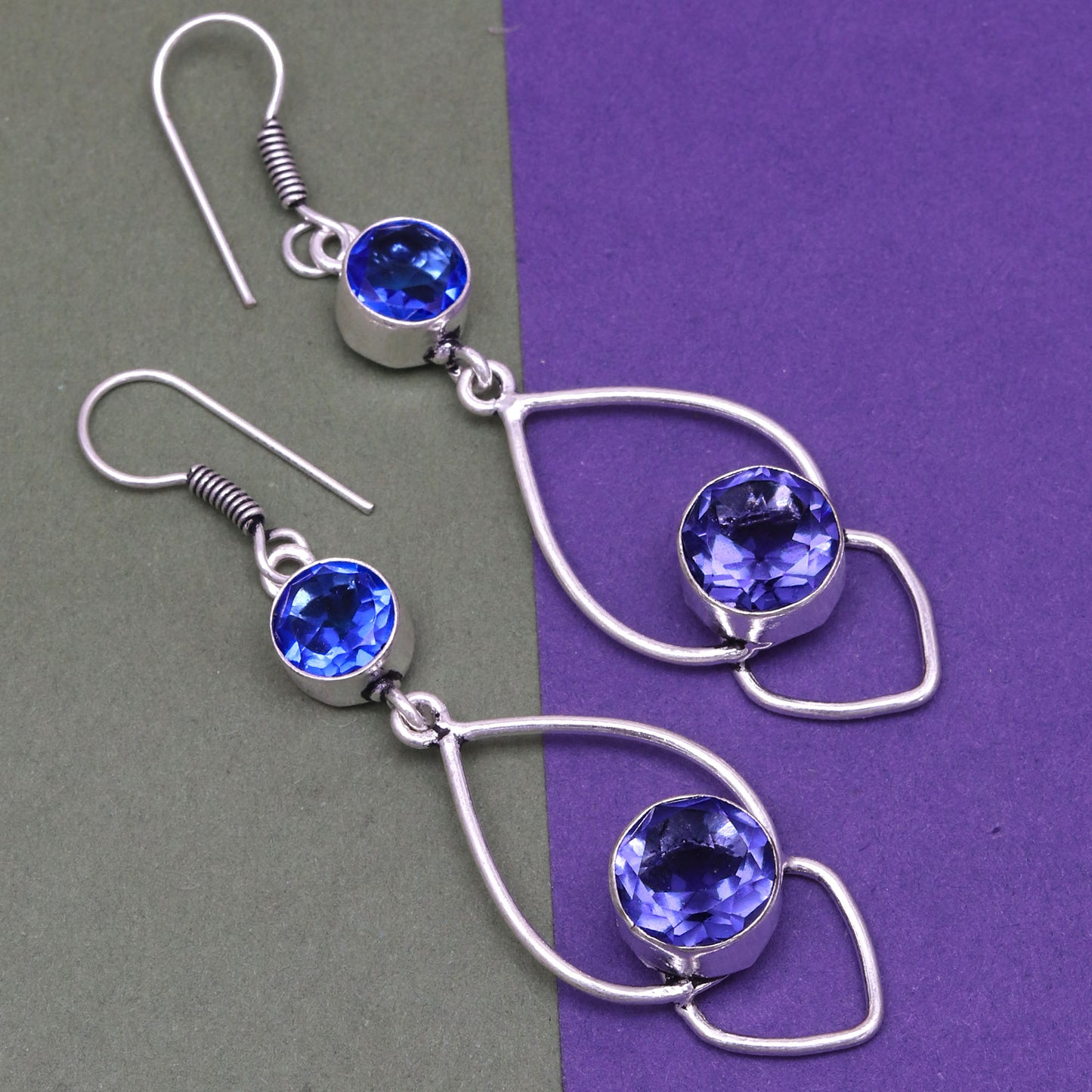 Natural Tanzanite Earring In Silver