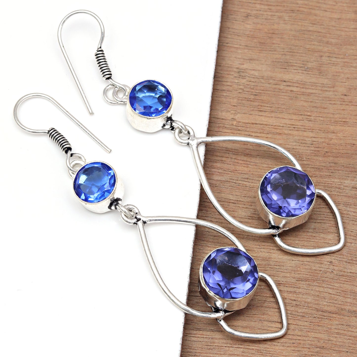 Natural Tanzanite Earring In Silver