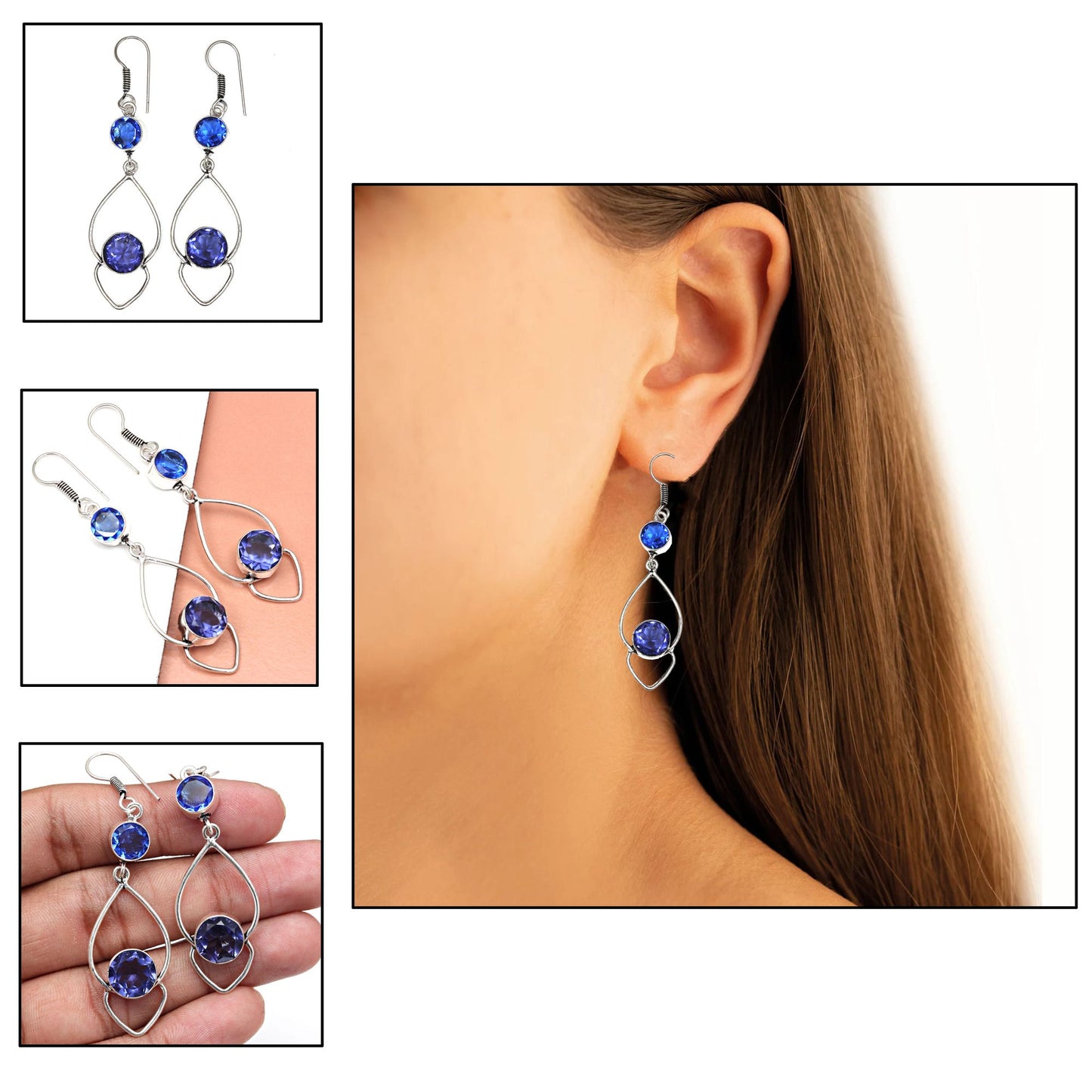 Natural Tanzanite Earring In Silver