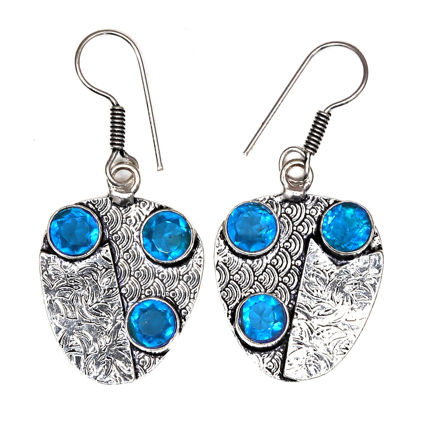 London Blue topaz Multi Stone Earring In silver