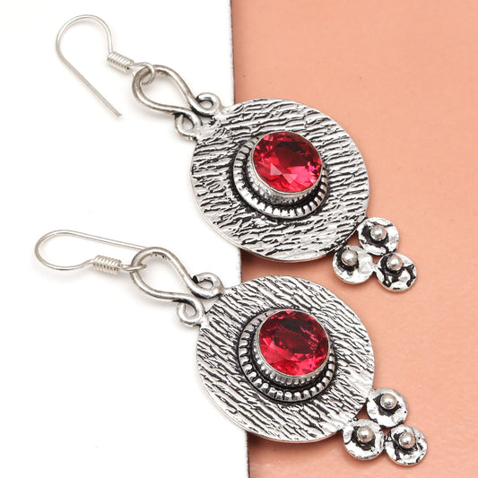 Pink Garnet Earring For Women & Girls