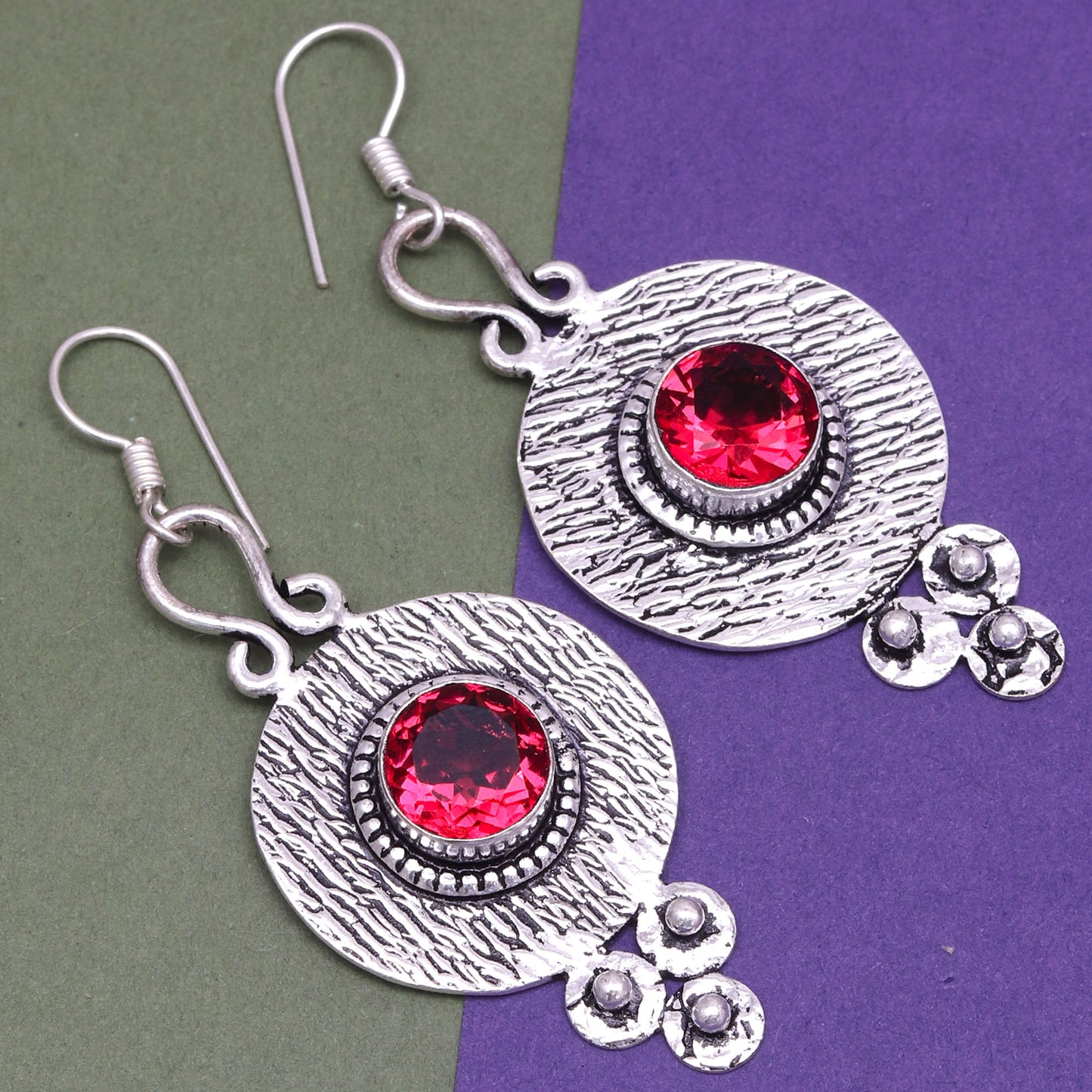 Pink Garnet Earring For Women & Girls