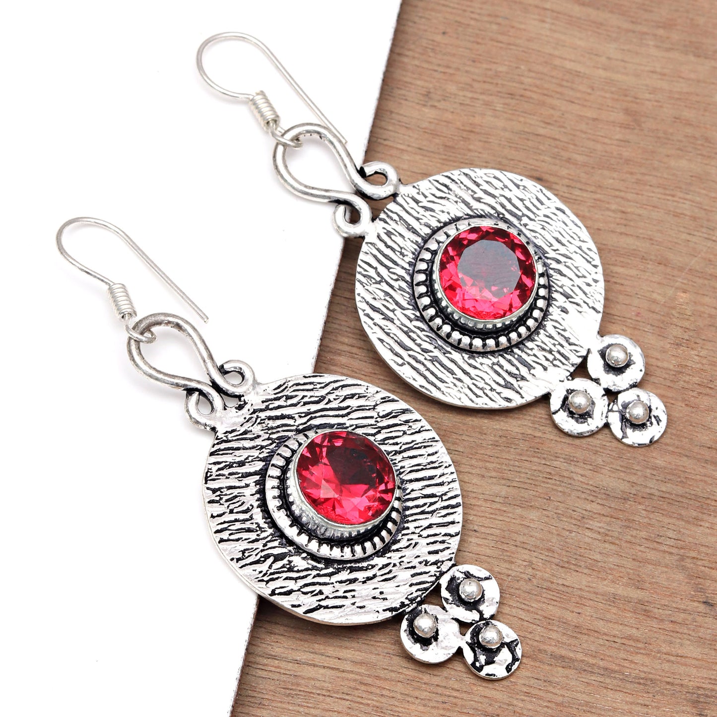 Pink Garnet Earring For Women & Girls