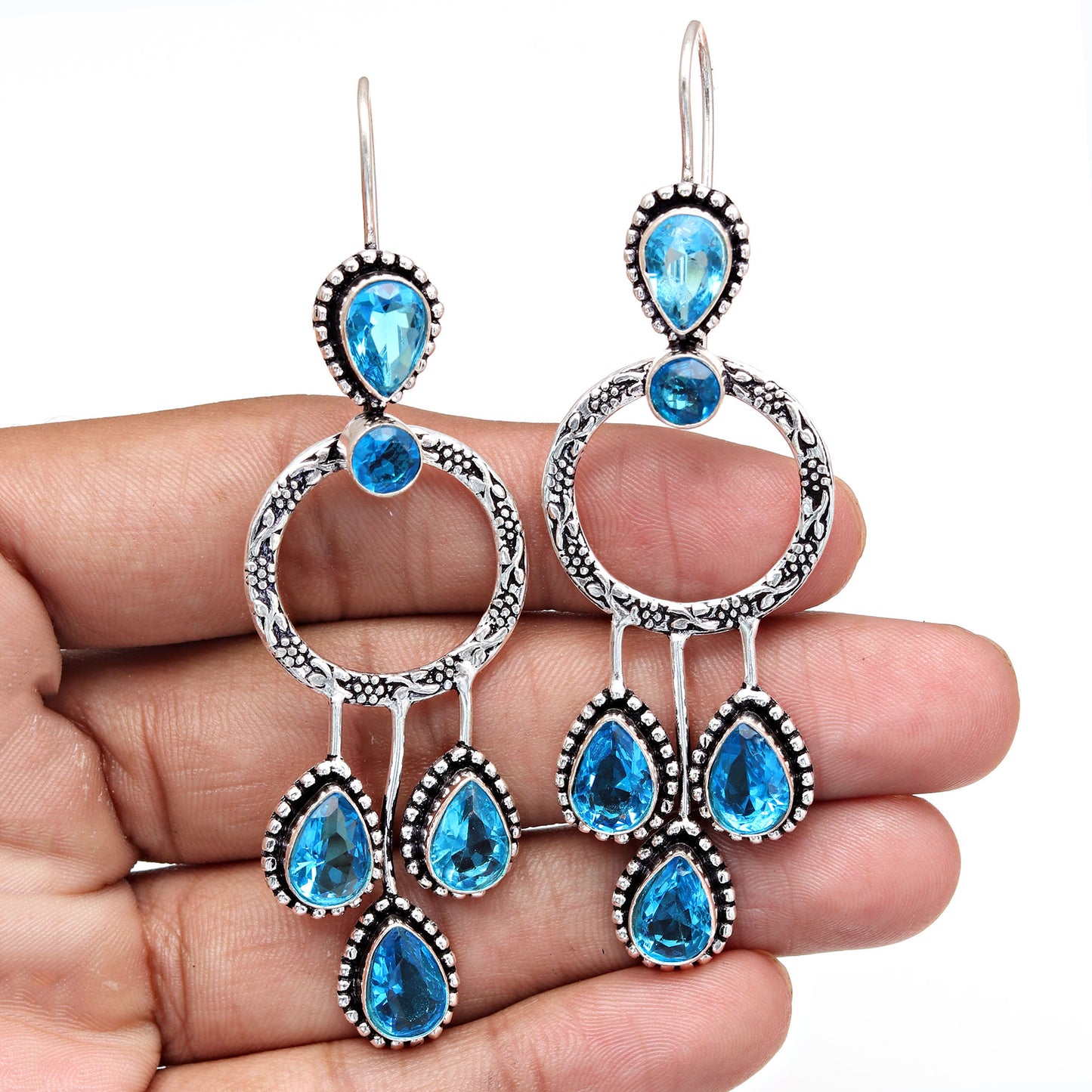 Multistone London Blue topaz Earring in Silver