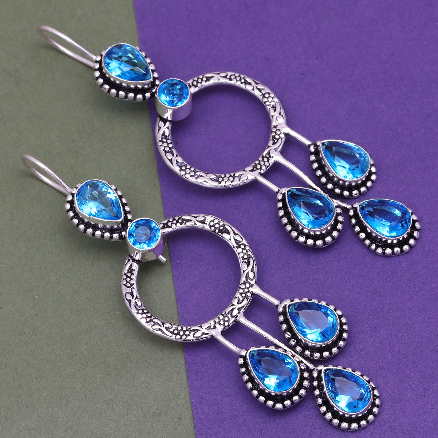 Multistone London Blue topaz Earring in Silver