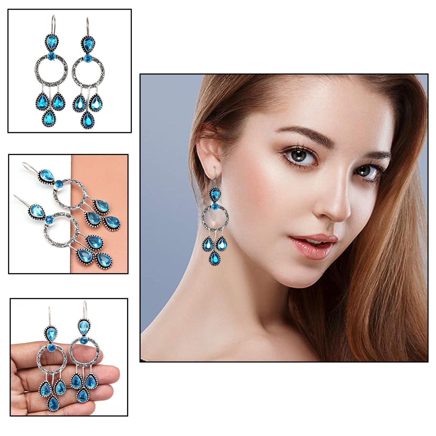 Multistone London Blue topaz Earring in Silver