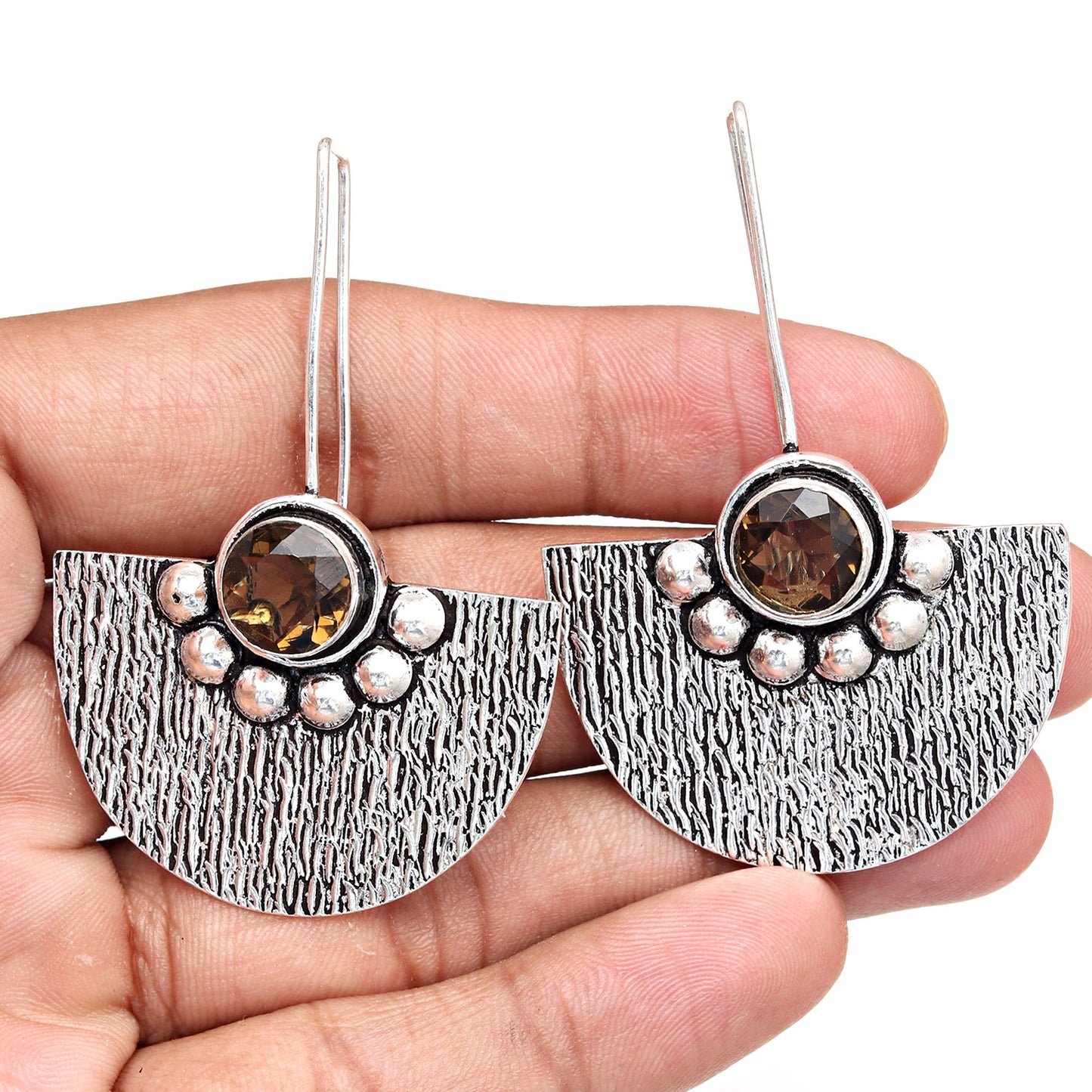 Smokey Quartz Earring In 925 Silver For Women & Girls