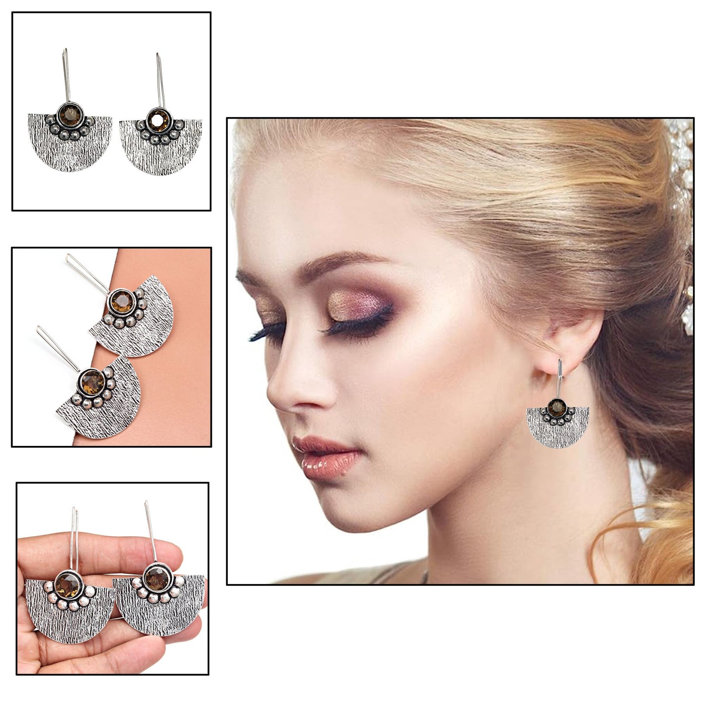 Smokey Quartz Earring In 925 Silver For Women & Girls