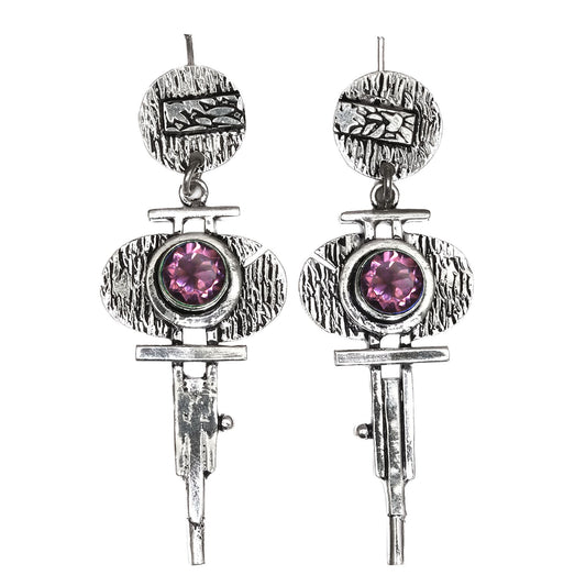 Elegant Amethyst Silver Drop Earrings