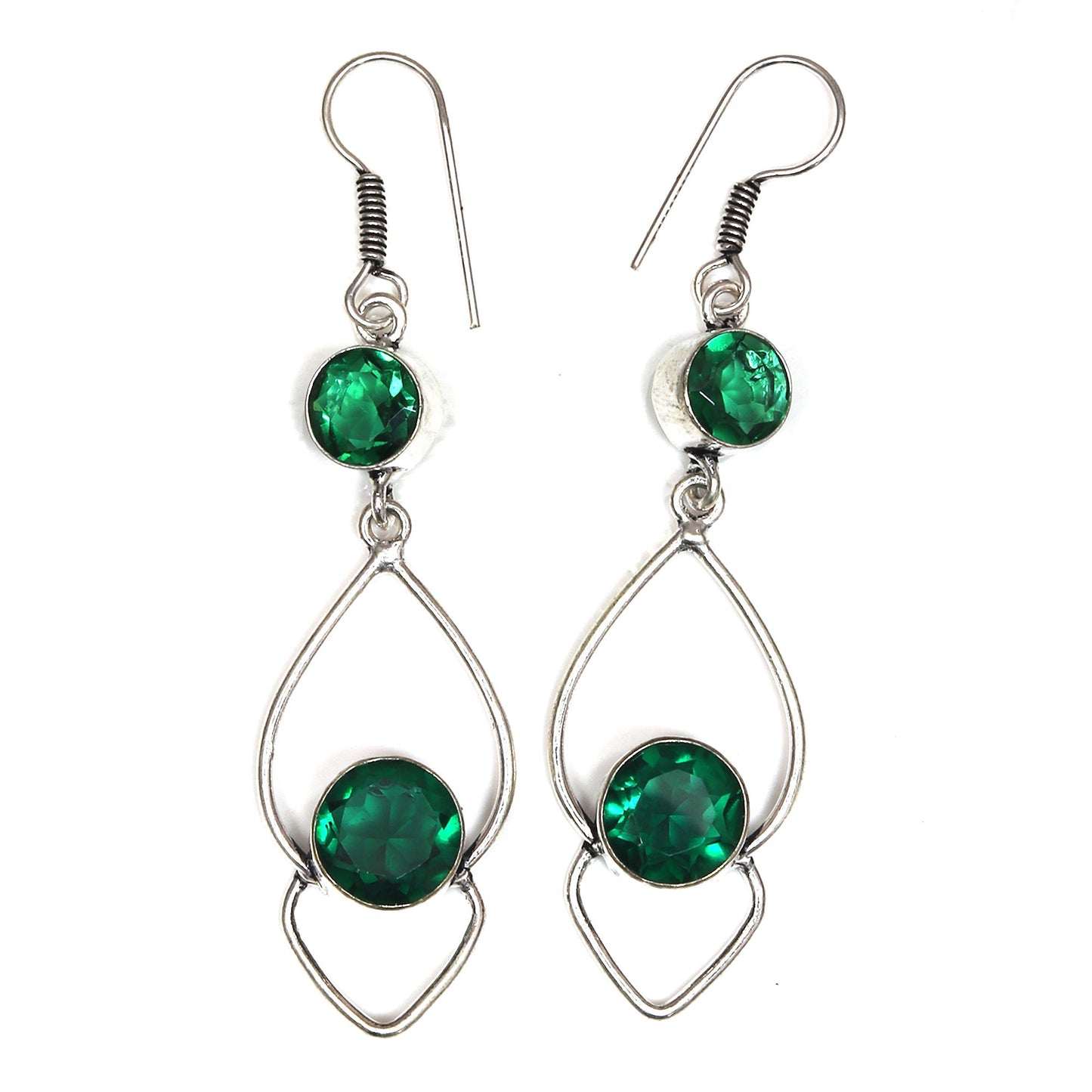 Stunning Emerald Drop Earrings in 925 Sterling Silver for Women & Girls