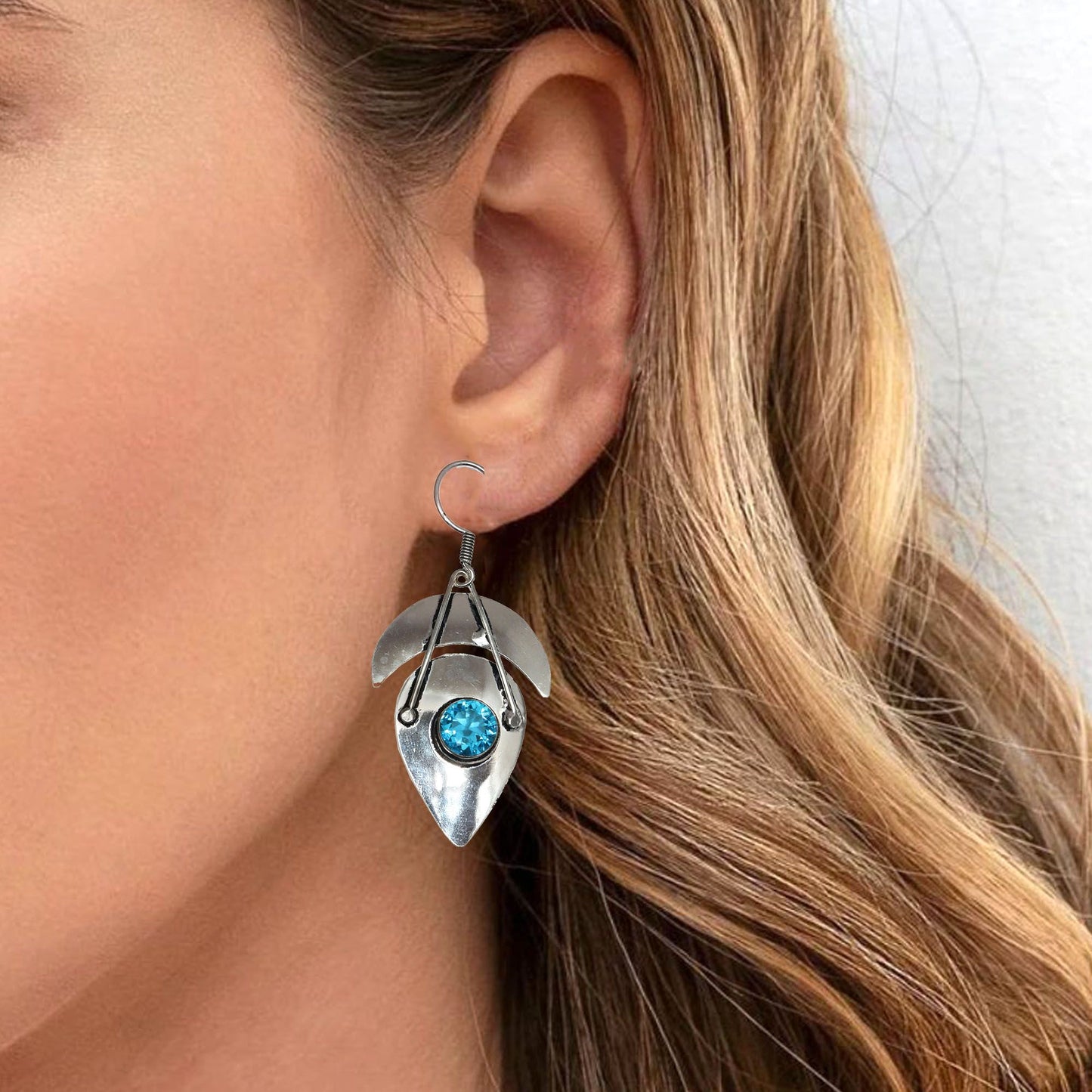 Elegant Blue Topaz Earrings in 925 Sterling Silver for Women & Girls