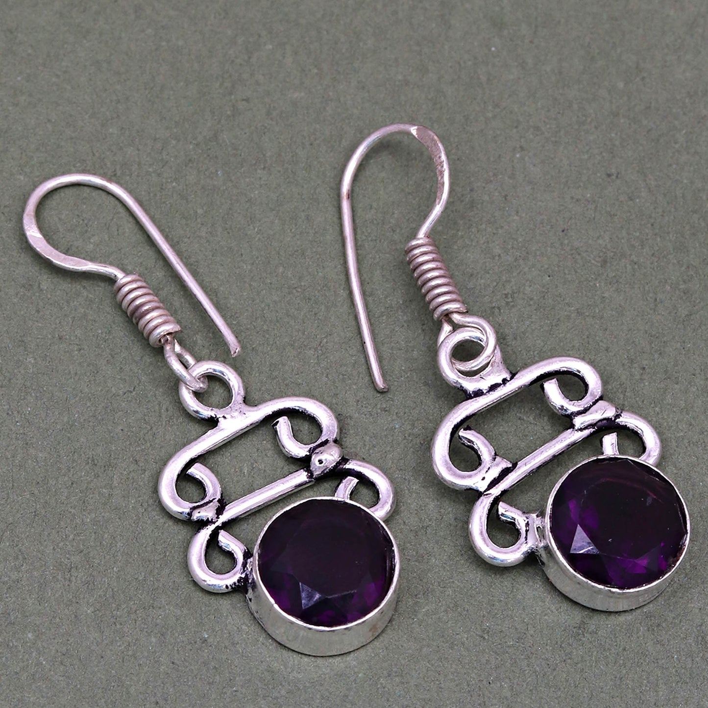 Set Amethyst Pendant Earrings Silver 925 Earring Necklace Sterling Silver