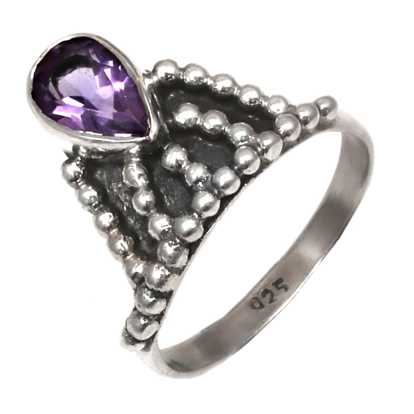 Handmade Amethyst Ring in Silver, Natural Gemstone Jewelry - KG Impex