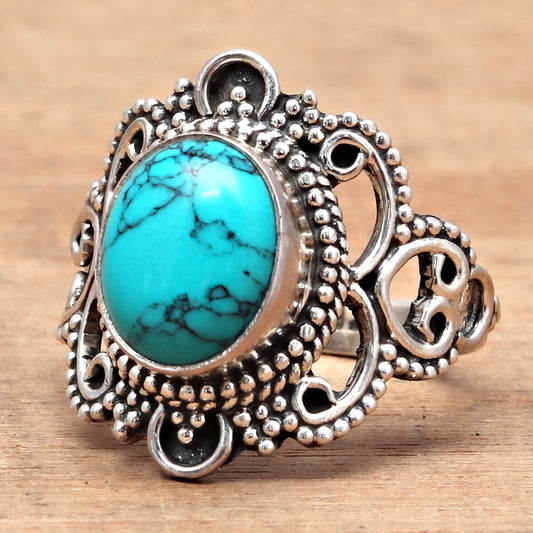 Blue Turquoise Ring In 925 sterling silver, Designer Ring, Natural Turquoise Handmade Ring For Every Occasions