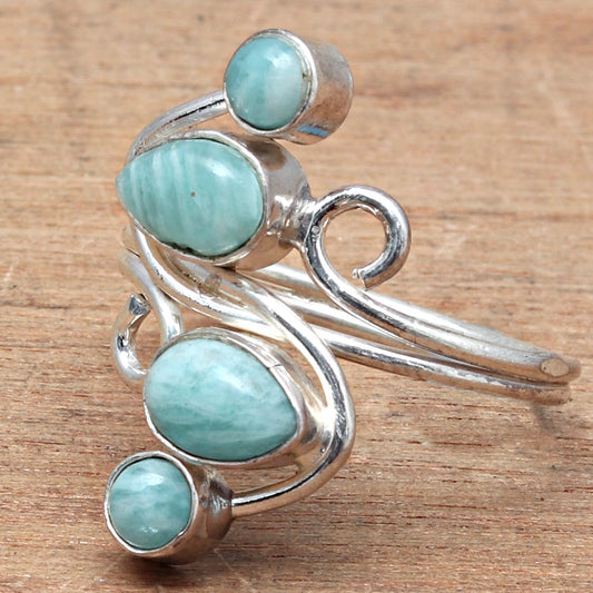 Caribbean Larimer Ring In 925 sterling silver, Designer Ring, Natural Turquoise Handmade Ring For Every Occasions