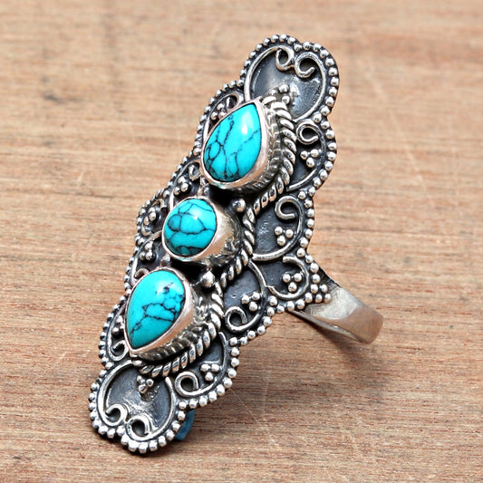 Natural Turquoise ring Gemstone Handmade 925 Solid Sterling Silver Jewelry Ring, Statement Ring Jewelry For Wedding & Anniversary