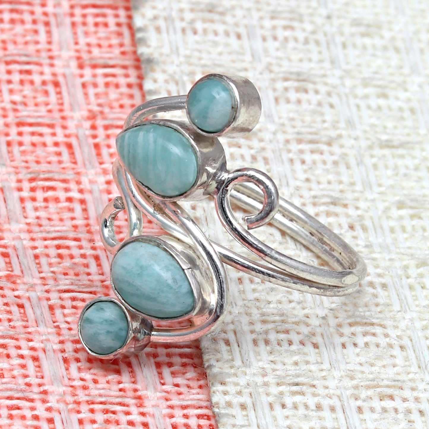 Caribbean Larimer Ring In 925 sterling silver, Designer Ring, Natural Turquoise Handmade Ring For Every Occasions