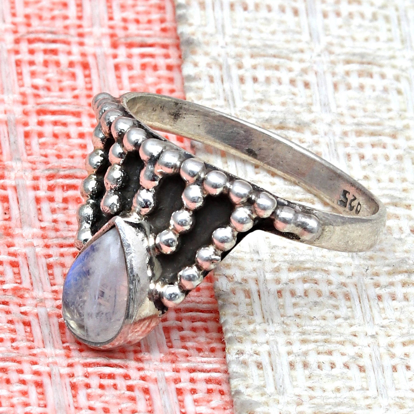 Handmade Silver Moonstone Ring For Wedding & Anniversary