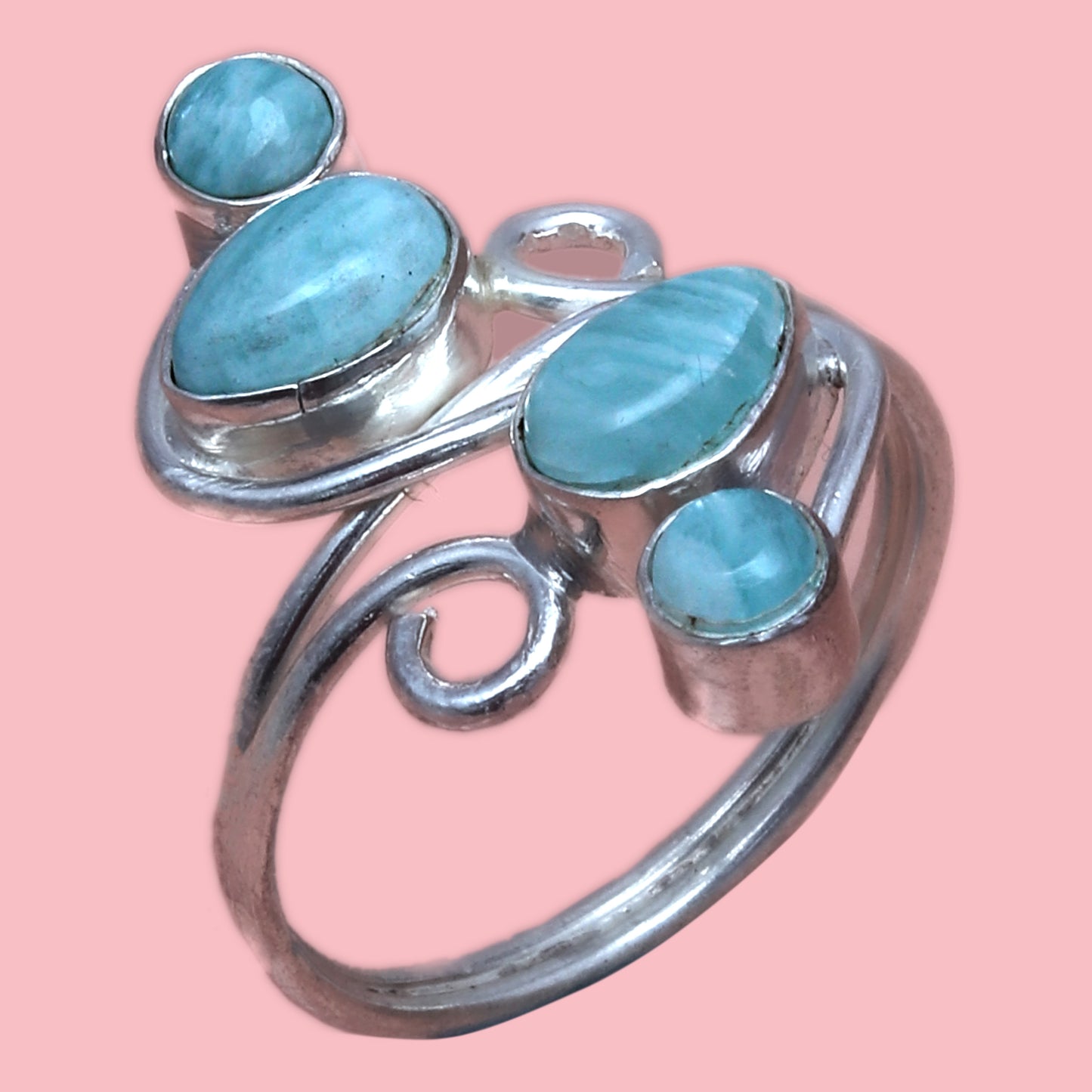 Caribbean Larimer Ring In 925 sterling silver, Designer Ring, Natural Turquoise Handmade Ring For Every Occasions