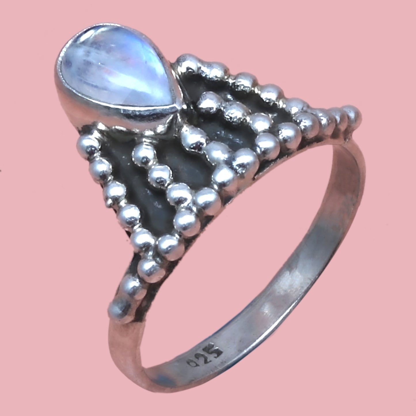 Handmade Silver Moonstone Ring For Wedding & Anniversary